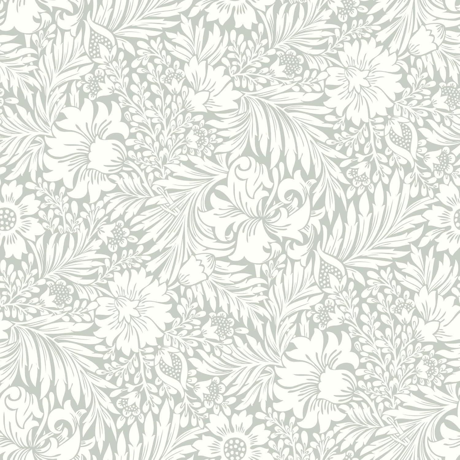 Modern Acanthus Peel + Stick Wallpaper by Erin & Ben Co. - Gray