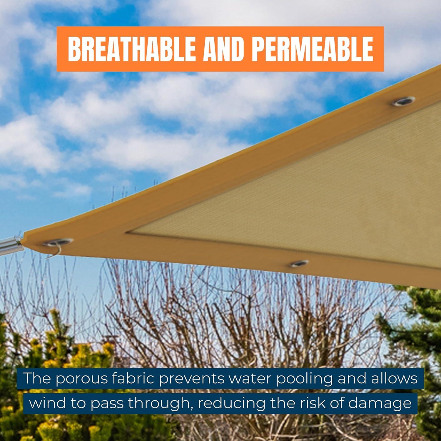 MEKKAPRO Sun Shade Sail 12' x10' - UV Blocking Outdoor Shades for Patio, Porch, Garden, Balcony, Shade Canopy - 12x10 Ft (3.6x3 m) Size, Includes Installation String