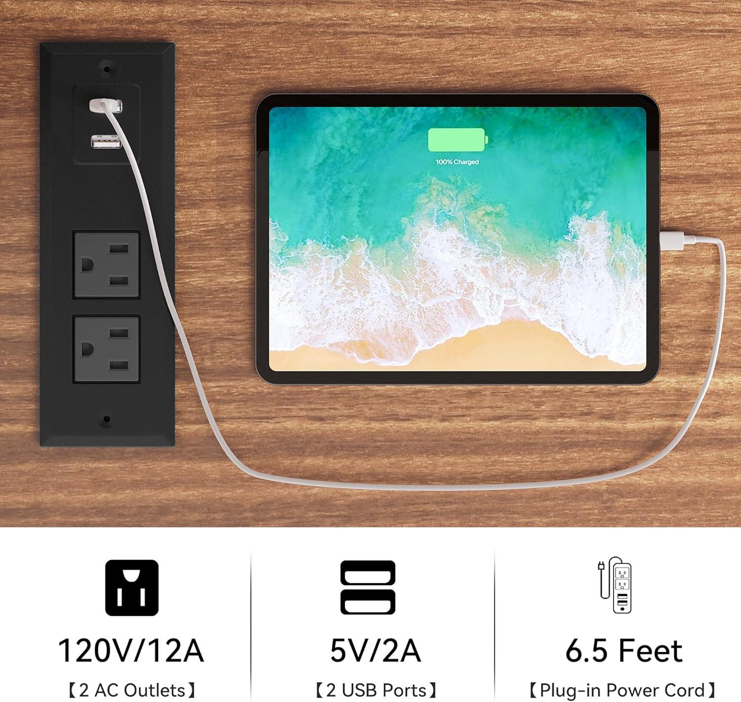 YITAHOME Farmhouse Sideboard Buffet Cabinet with Floating Shelves, 47" Coffee Bar Cabinet with 2 Barn Doors & Power Outlet, Storage Cabinet for Kitchen, Living Room (White)