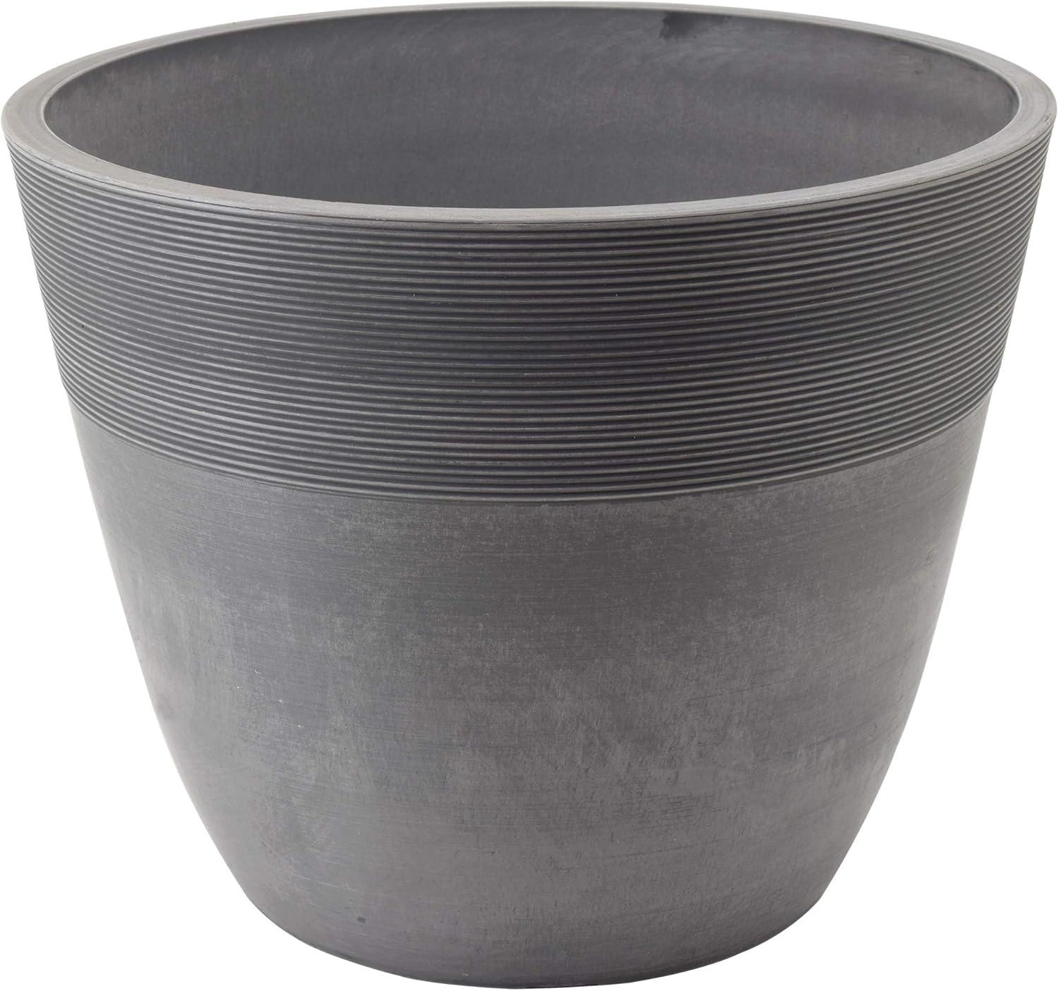 Medium Gray Recycled Plastic Round Indoor/Outdoor Planter