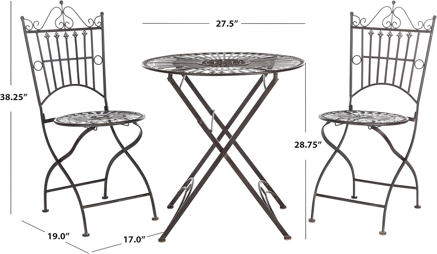 Belen Bistro Set, One Table And Two Chairs - Outdoor - PAT5020 - Unearthed Rust - Safavieh