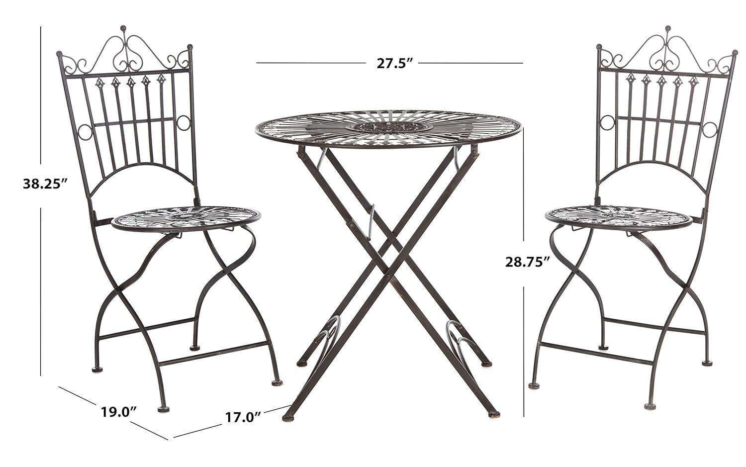 Belen Bistro Set, One Table And Two Chairs - Outdoor - PAT5020 - Unearthed Rust - Safavieh