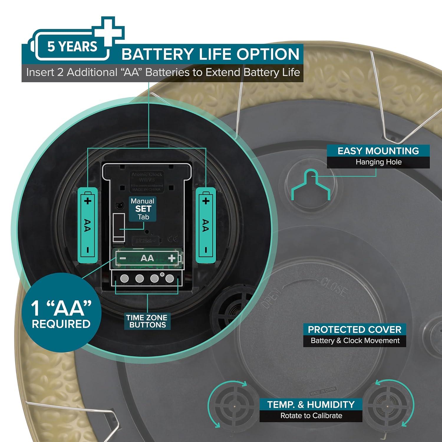 La Crosse Technology 21" Atomic Analog Wall Clock with Temperature & Humidity