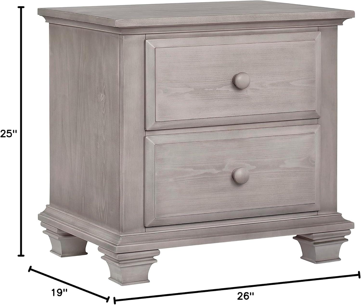 Stone Wash 2-Drawer Wooden Nightstand