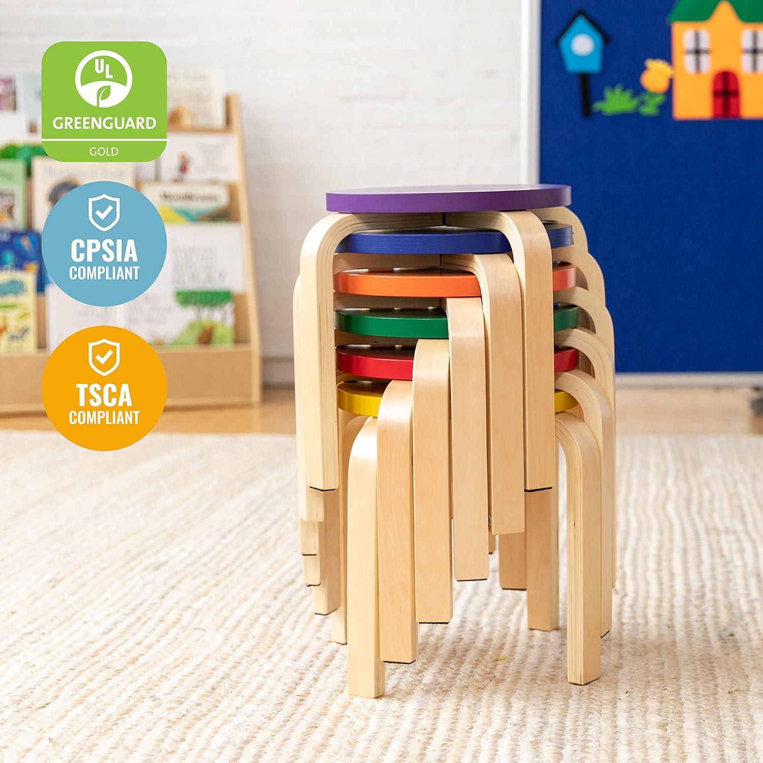 ECR4Kids Bentwood Stackable Stools, Classroom Furniture (Set of 6)