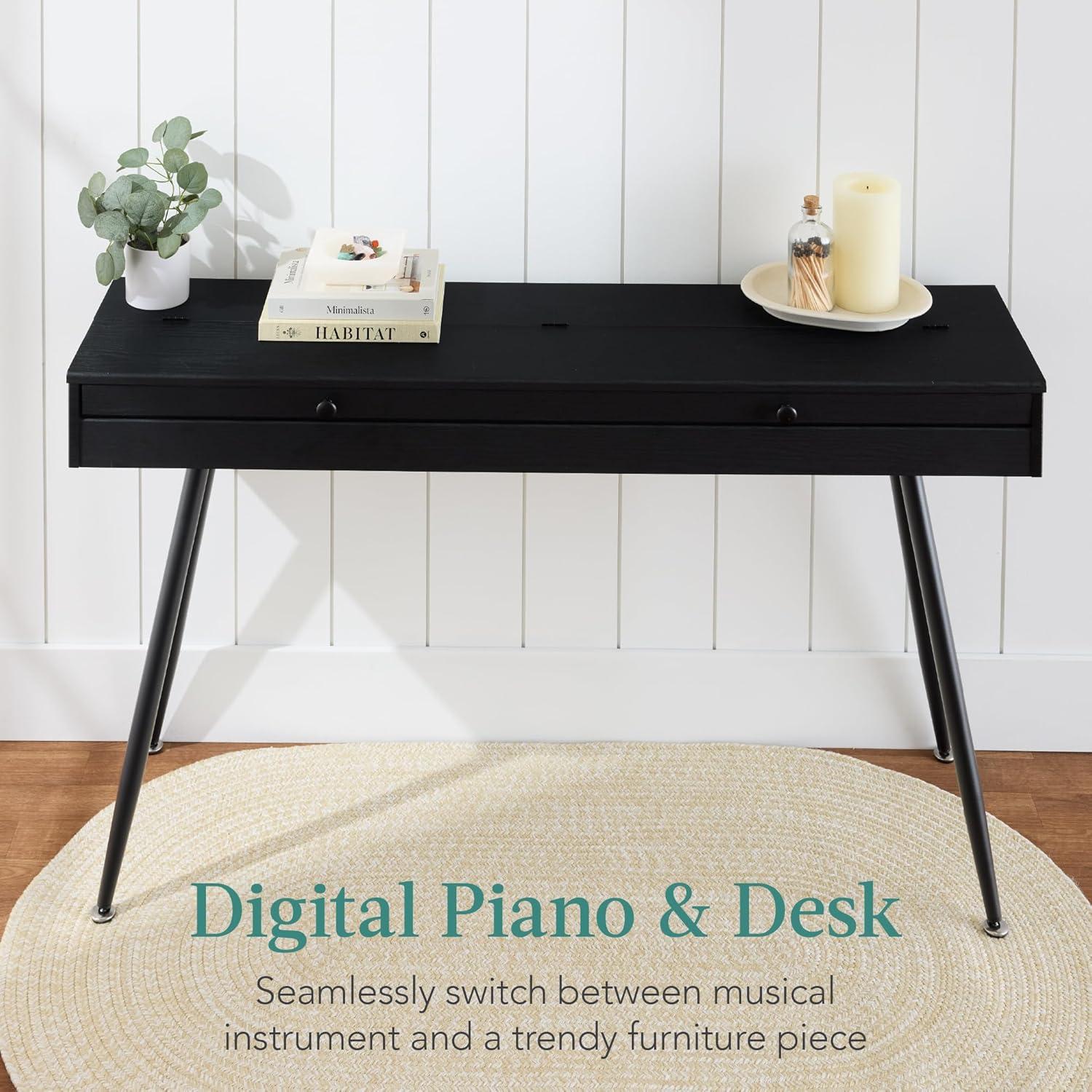 Best Choice Products Best Choice Product Modern 88 Key Fully Weighted Desk Style Digital Piano w/ Metal Legs, 3 Sustain Pedal - Natural