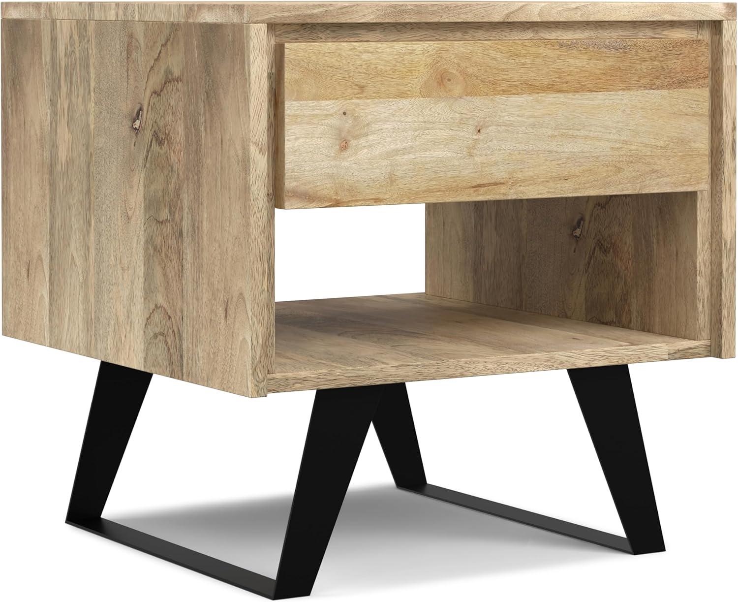 Lowry 22"W Solid Acacia Wood Square End Table with Storage Drawer