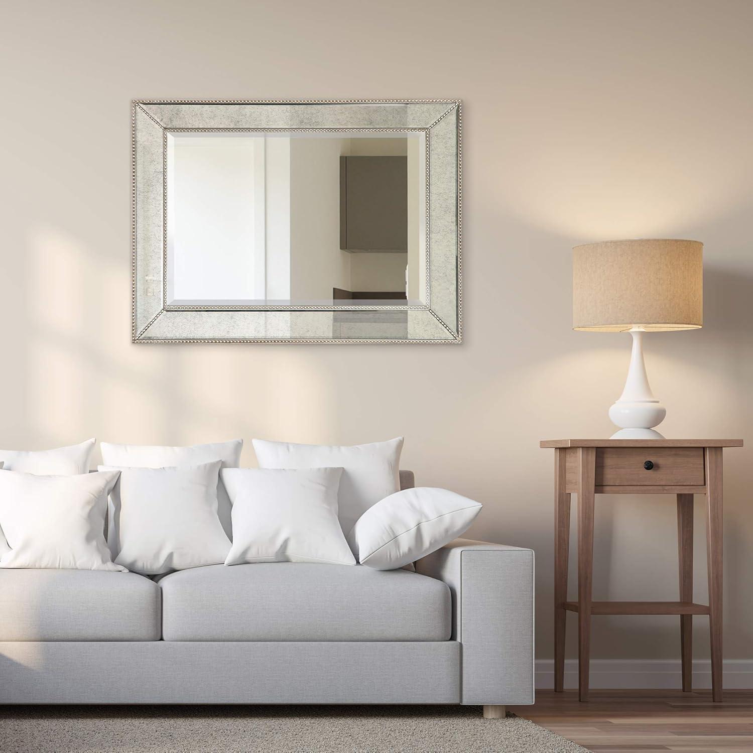 Champagne Beed Beveled Rectangle Wall Mirror