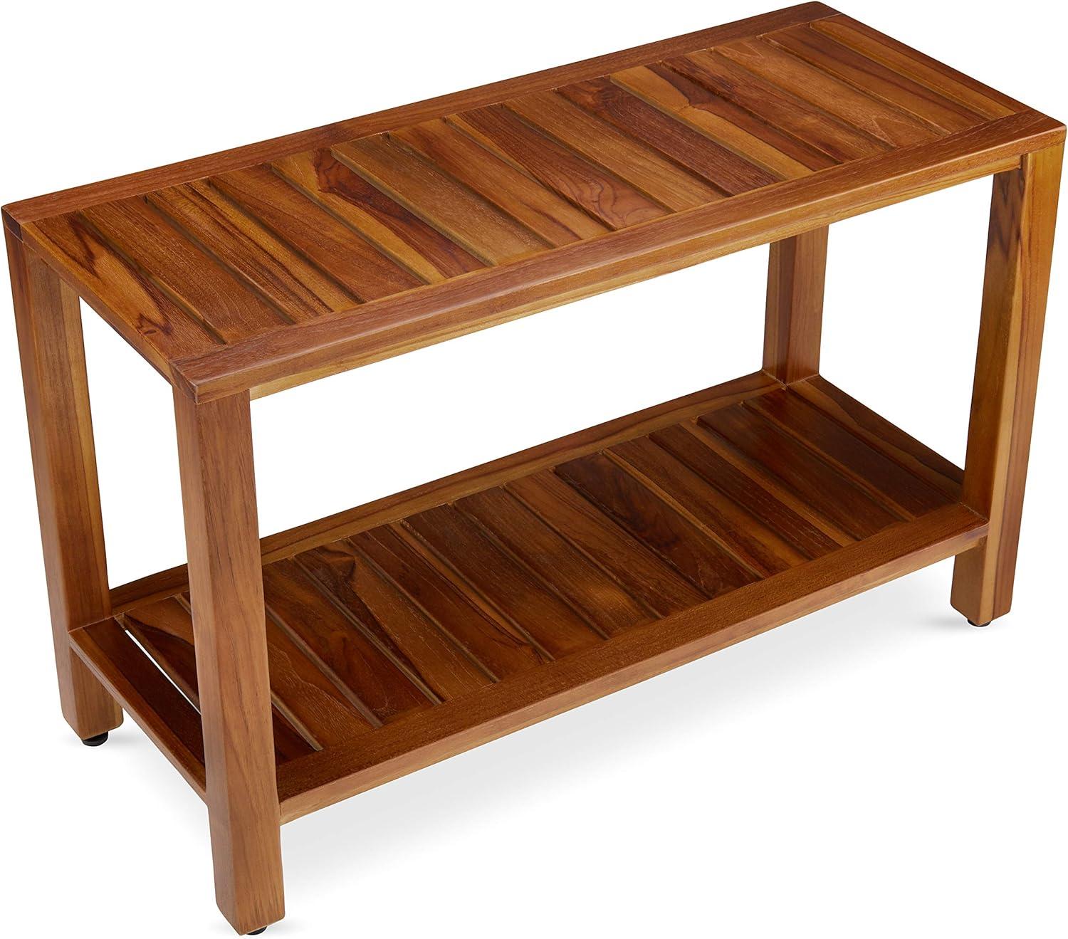 Teak Spa Bench with Shelf for Bathroom and Shower