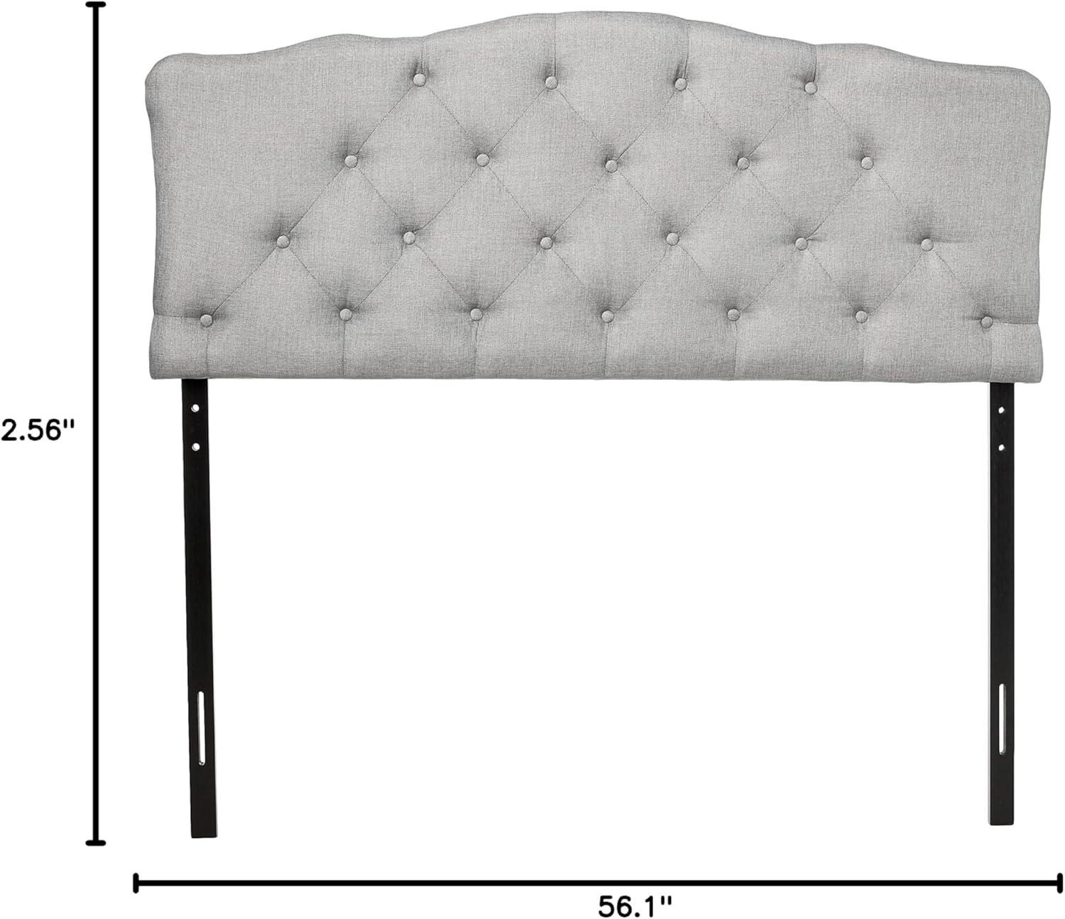 Rita Modern And Contemporary Fabric Upholstered Button-Tufted Scalloped Headboard - Baxton Studio