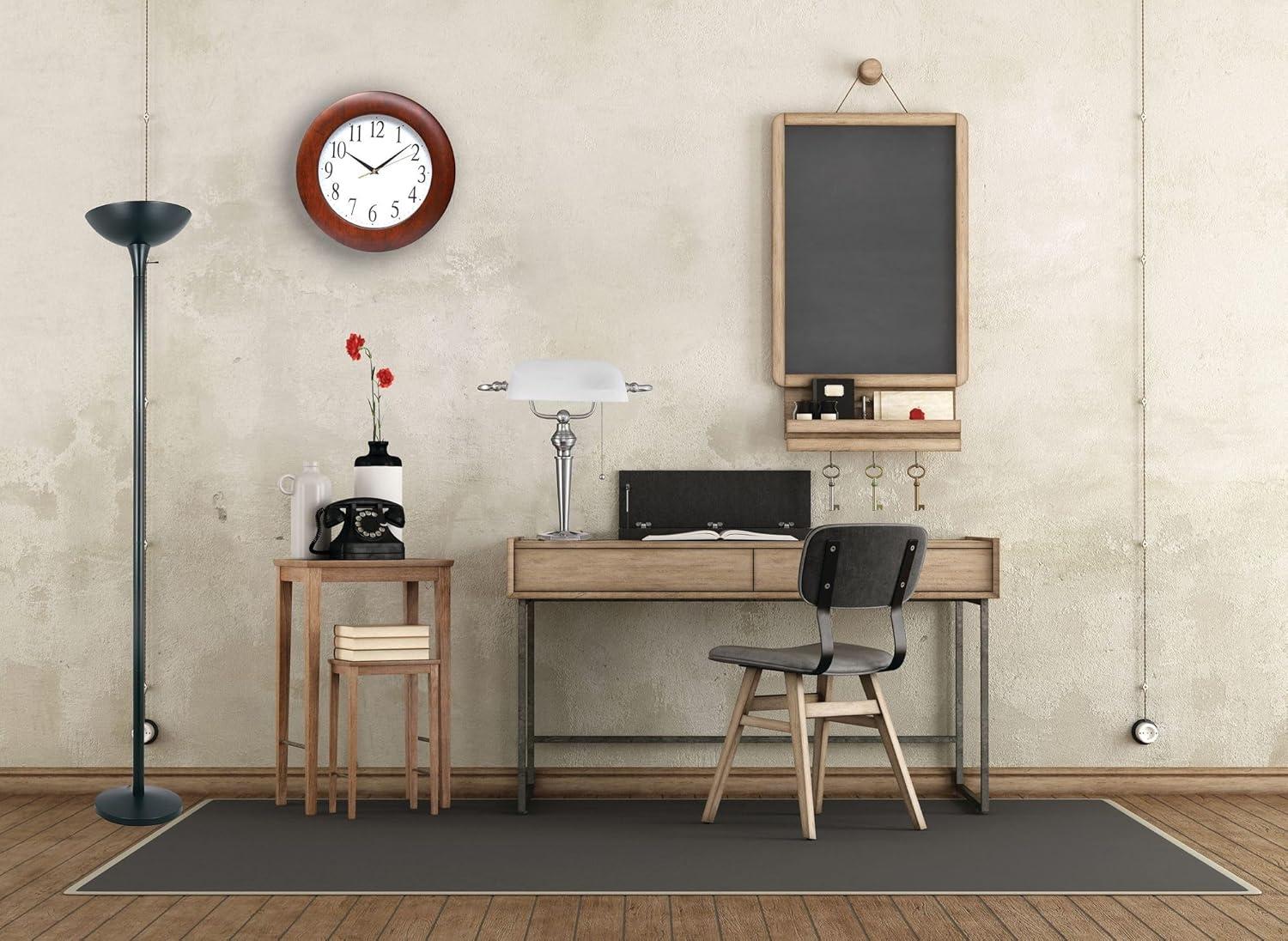 KOUROUU UNV10414 12-3/4 in. Round Wood Clock - Cherry