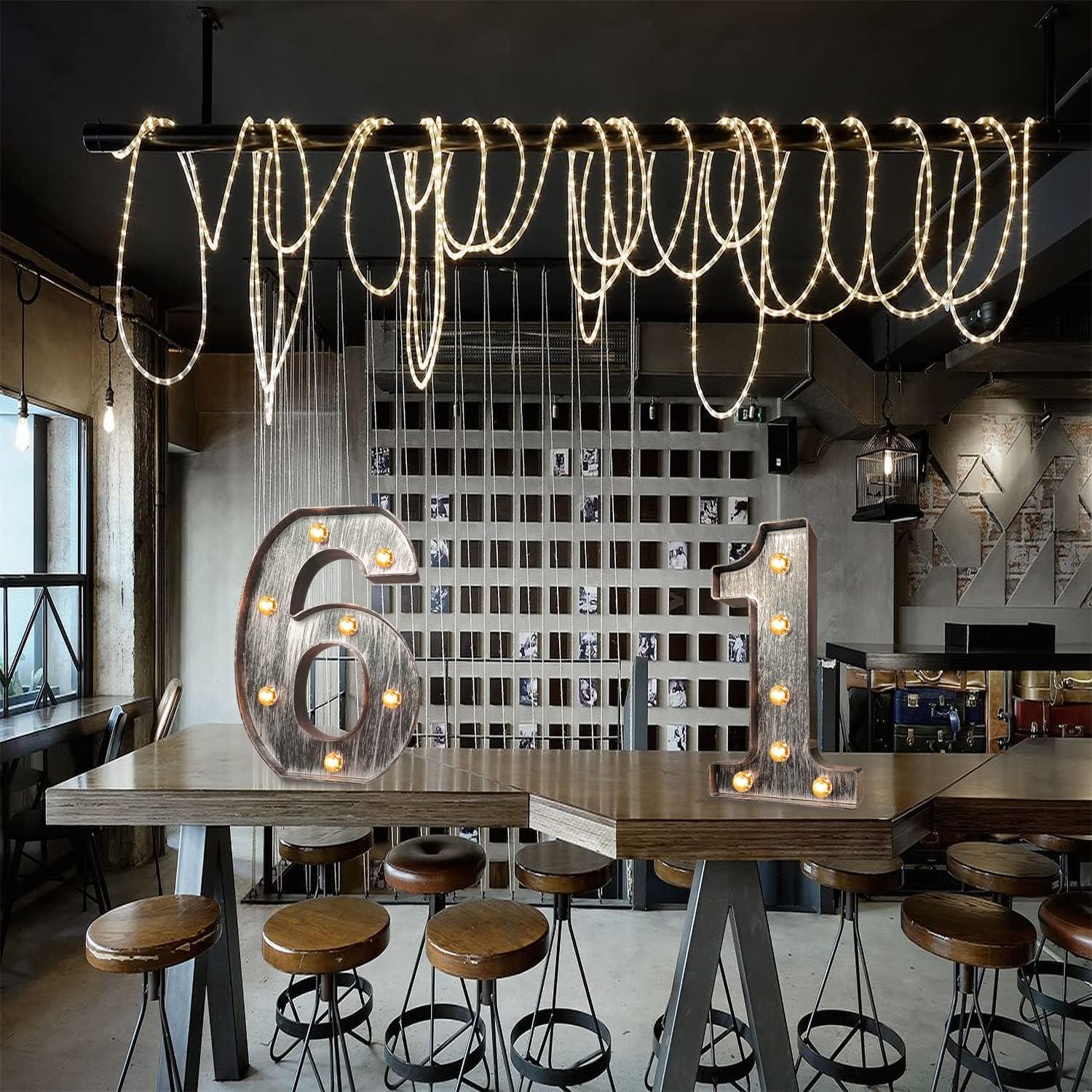Brushed silver gray LED letters Lights Light Up letters Sign for Night Light Wedding/Birthday Party Battery Powered Christmas Lamp Home Bar Decoration -&