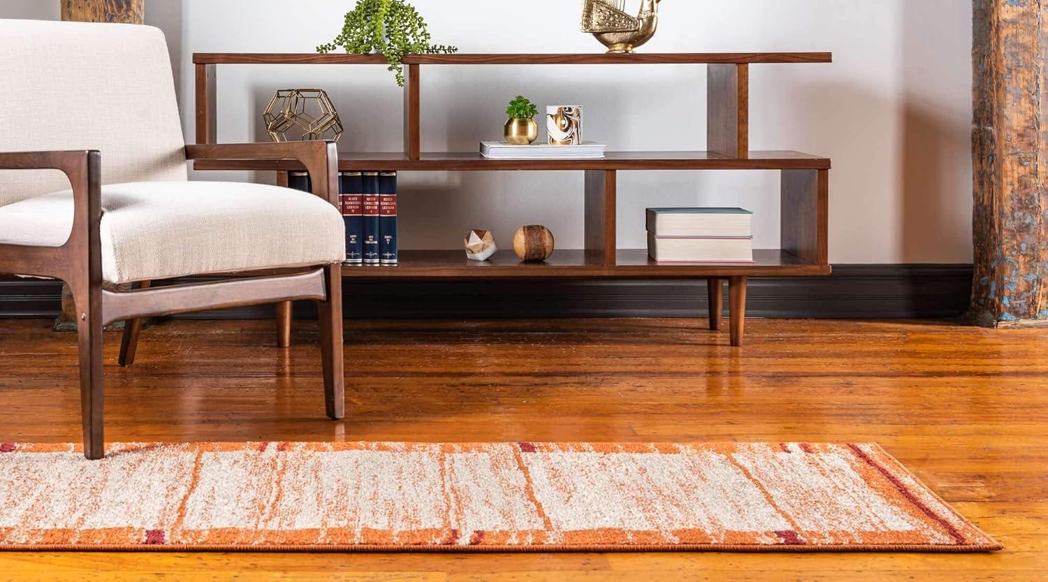 Autumn Terracotta Abstract 2' x 6' Indoor Runner Rug