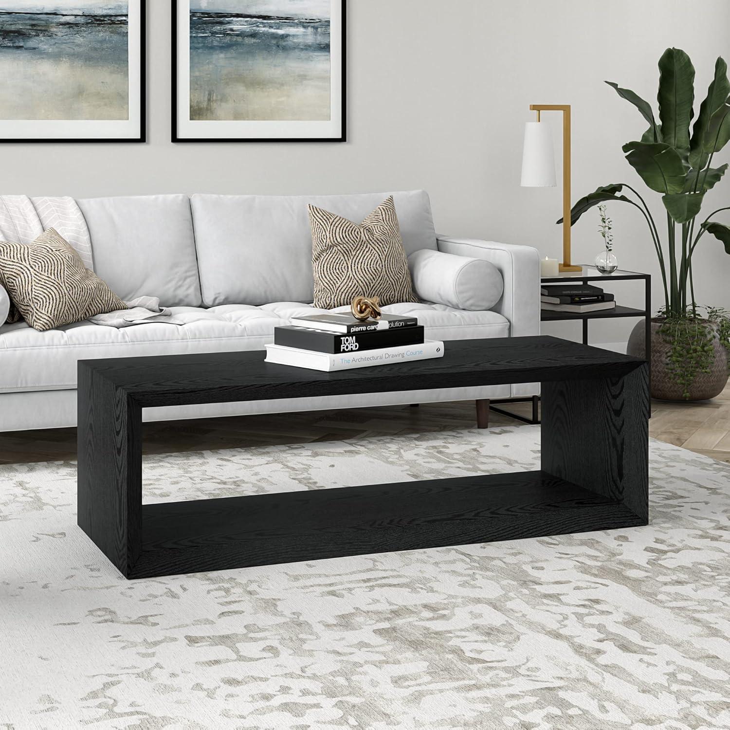 Foxtrot Faux Wood Coffee Table With Shelf