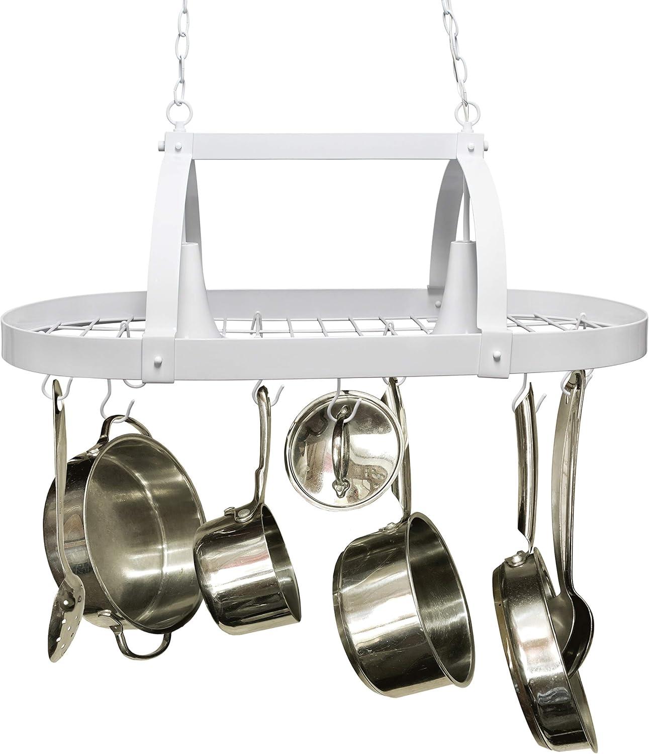 Elegant Designs 2-Light Kitchen Pot Rack with Downlights White