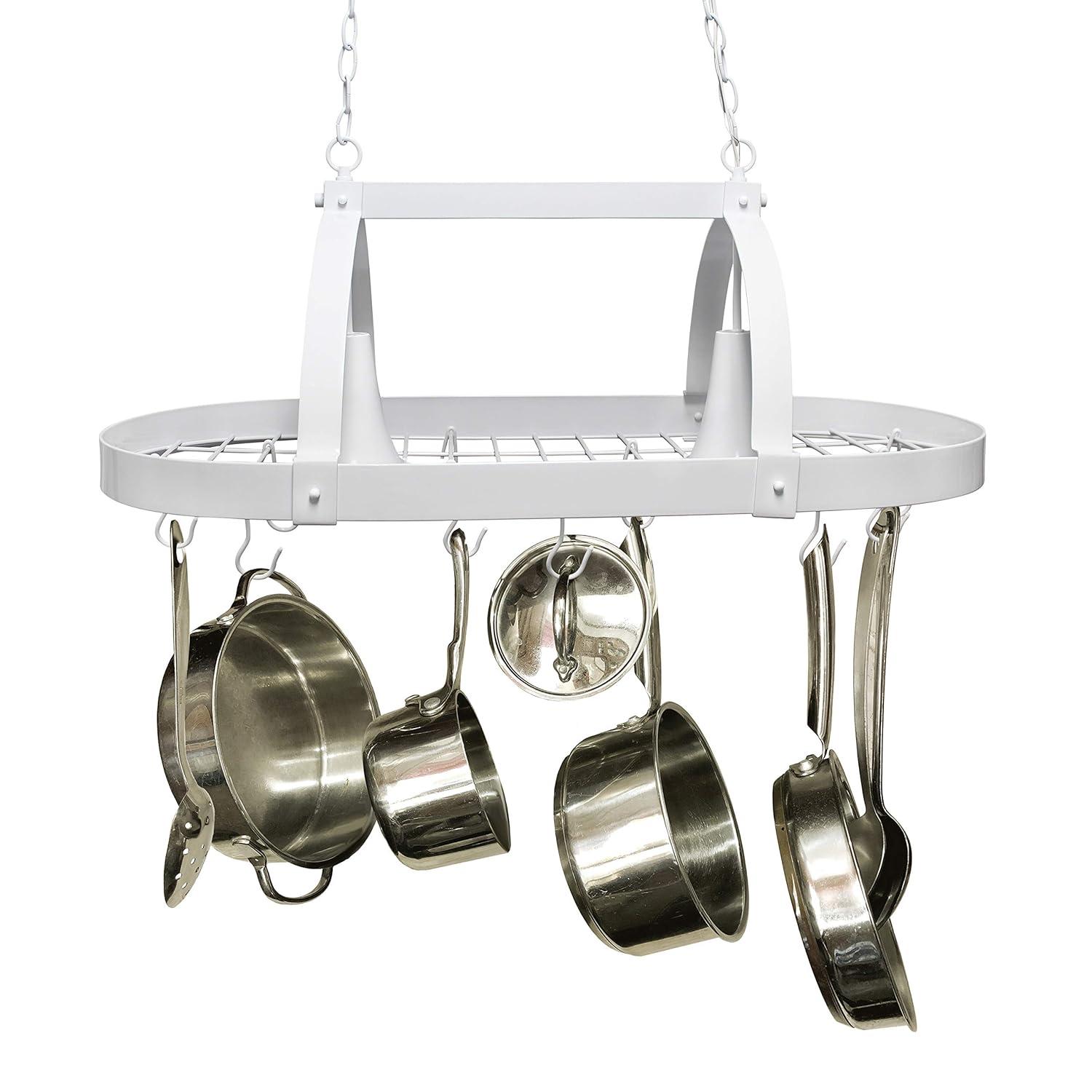 Elegant Designs 2-Light Kitchen Pot Rack with Downlights White