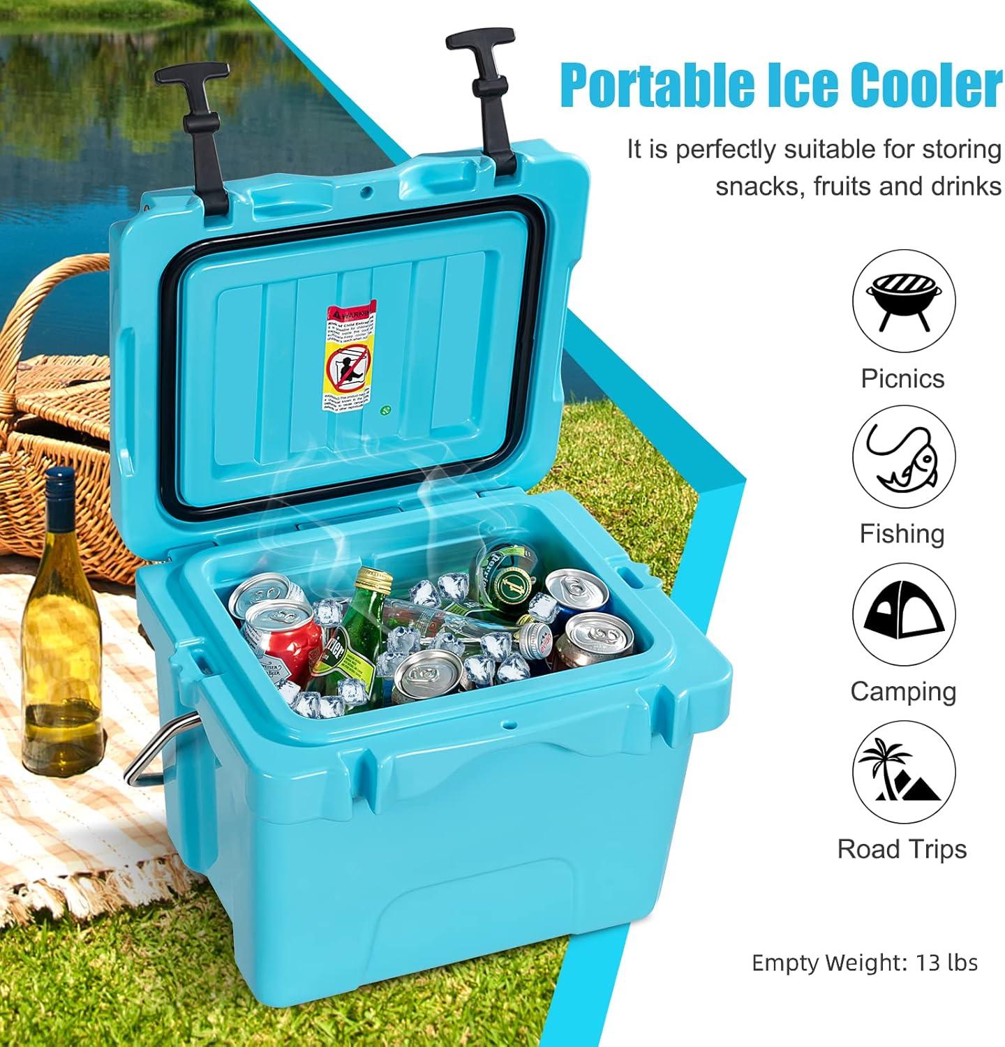 Costway 16 Quart Cooler Portable Ice Chest Leak-proof 24 Cans Ice Boxfor Camping