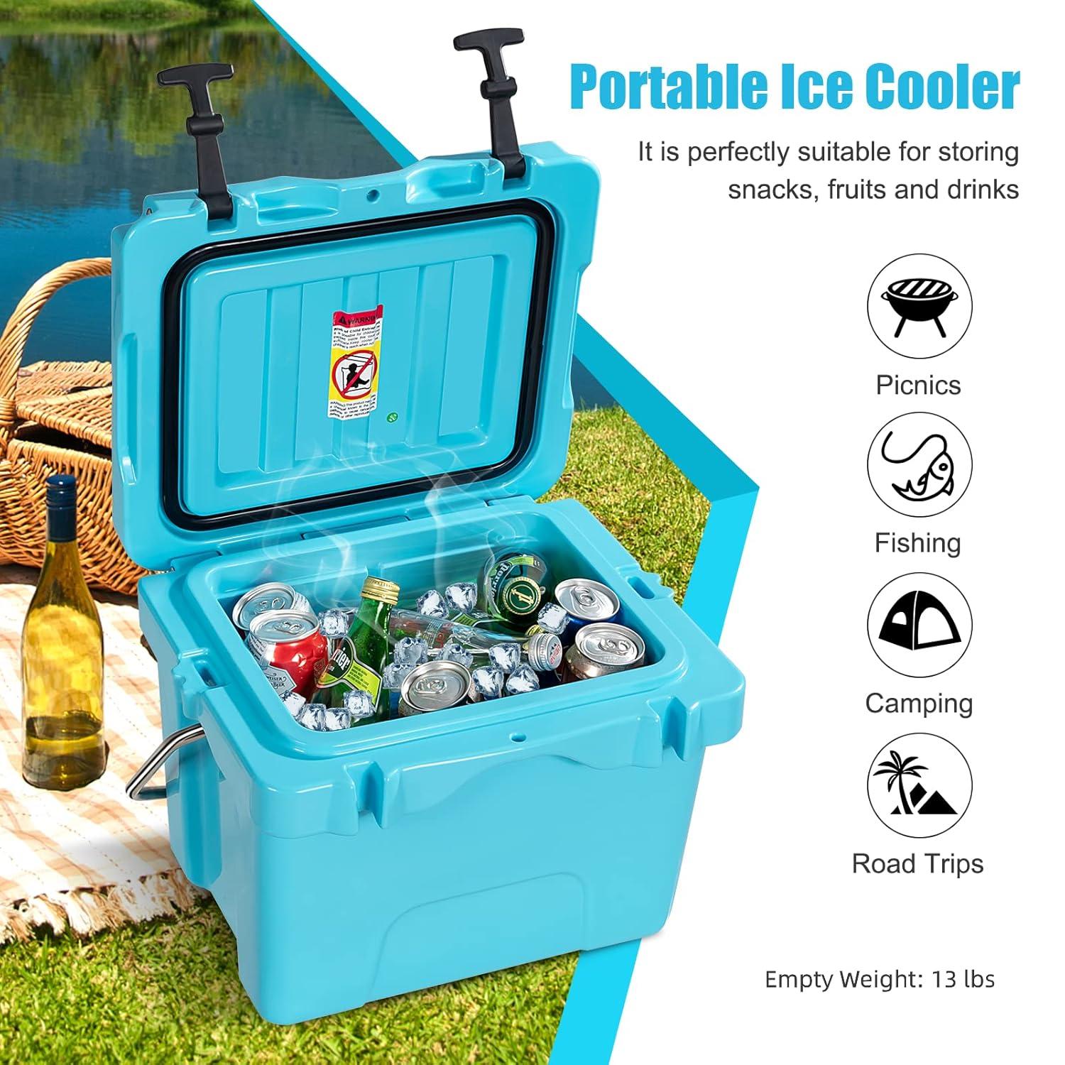 Costway 16 Quart Cooler Portable Ice Chest Leak-proof 24 Cans Ice Boxfor Camping