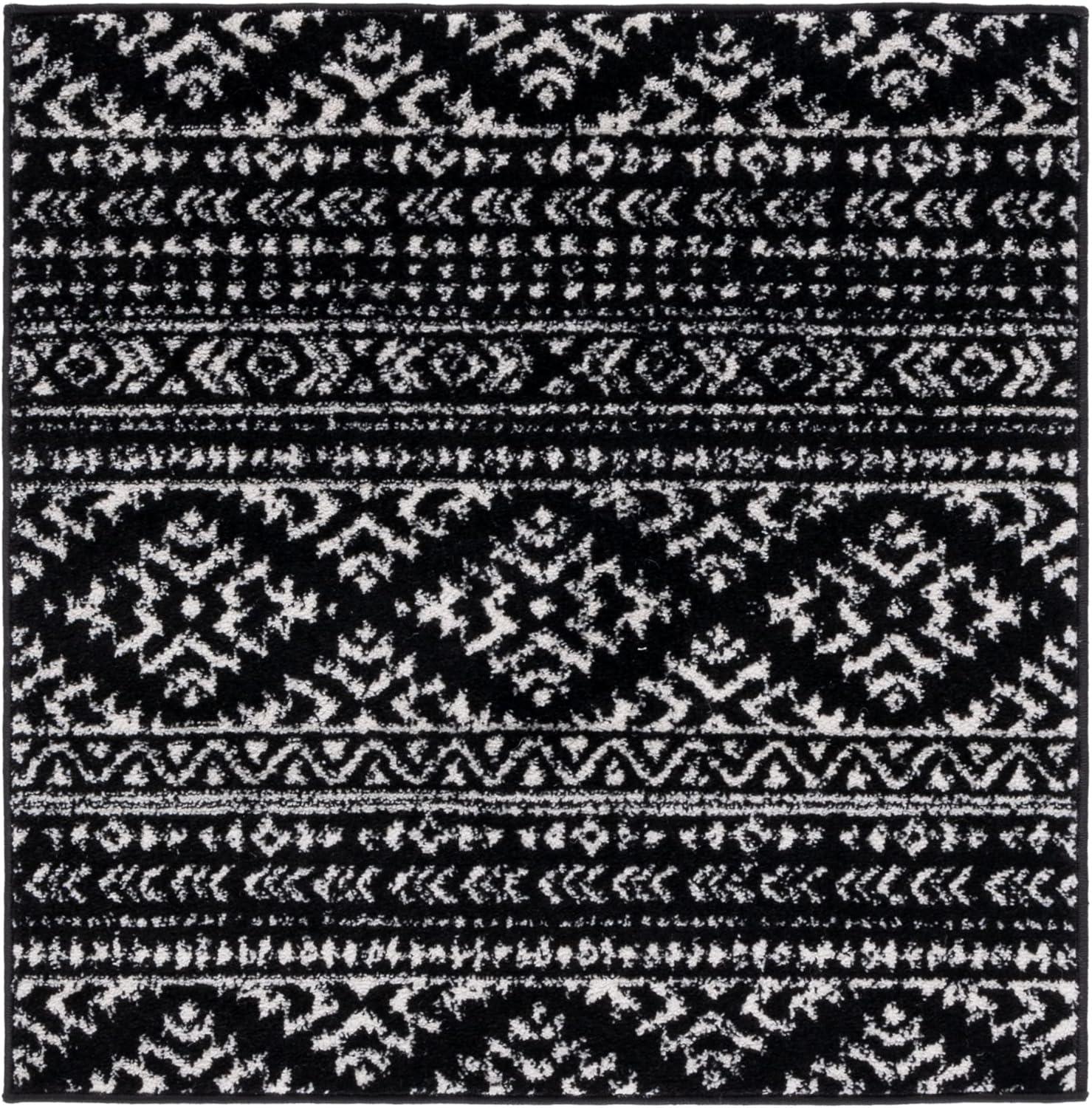 Tulum TUL272 Power Loomed Indoor Area Rug - Ivory/Black - 8'x8' - Safavieh