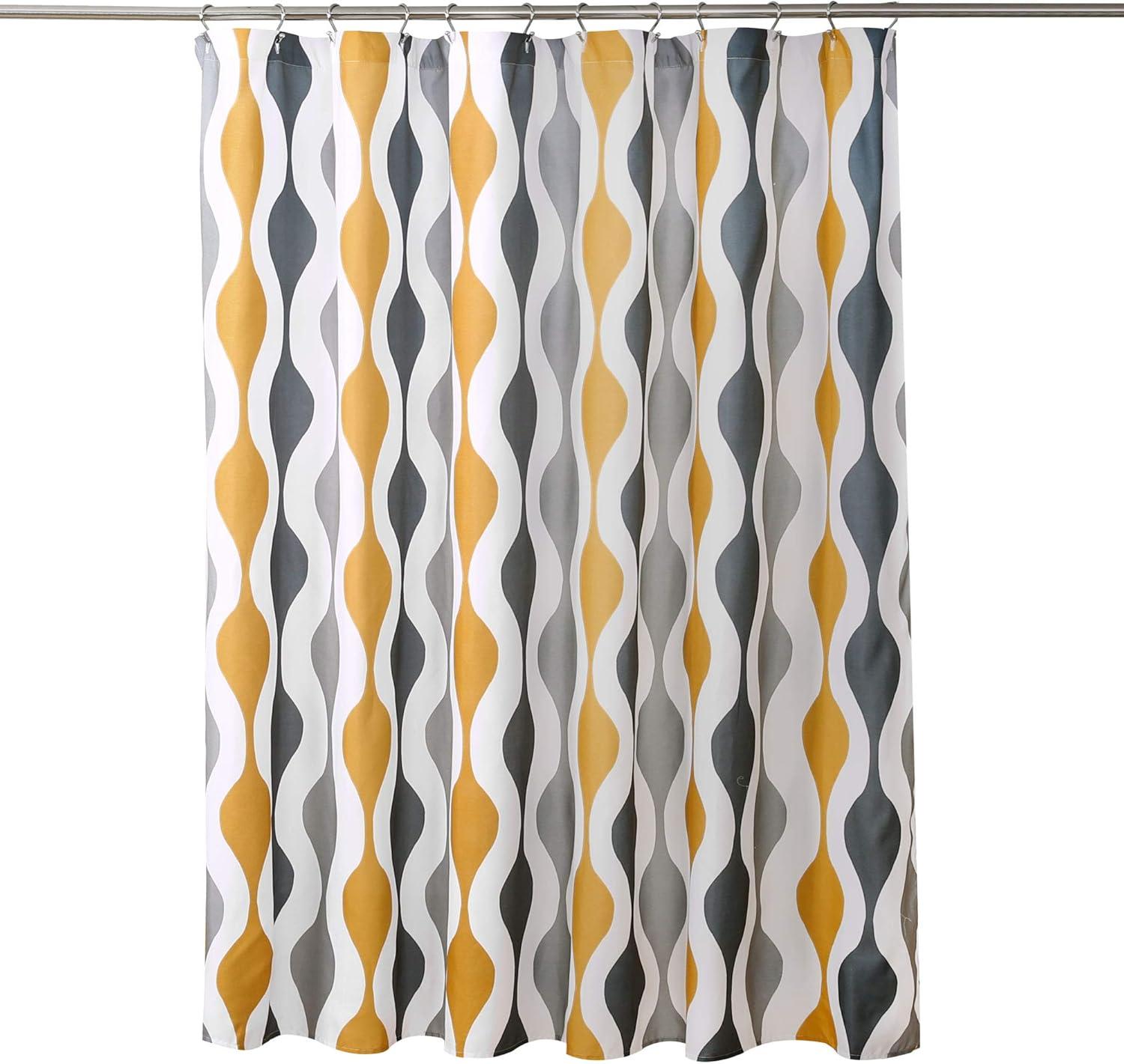 Gold and Gray Mid Century Geometric Polyester Shower Curtain