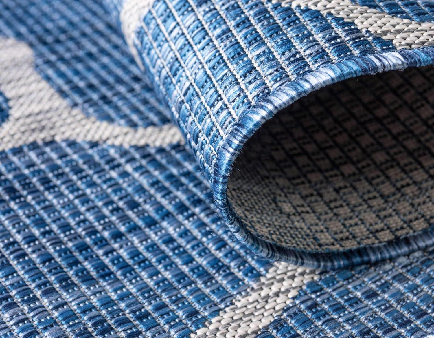 Unique Loom 5' 1 x 8' 0 Rectangle Indoor/Outdoor Safari Blue Area Rug