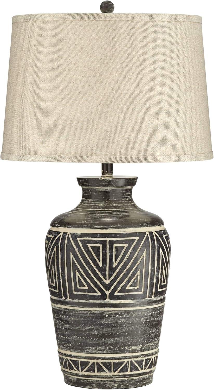 John Timberland Miguel Rustic Table Lamp Southwest 32" Tall Earth Tone Linen Drum Shade for Bedroom Living Room Bedside Nightstand Office Kids House