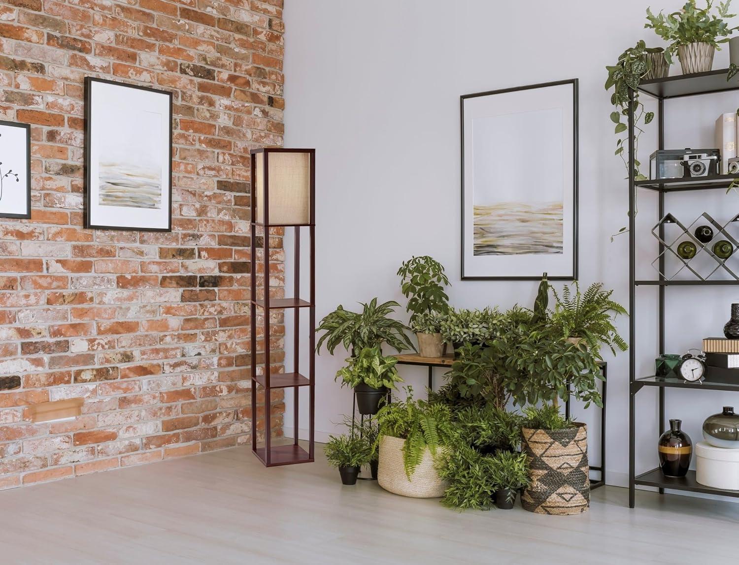 63" Wright Shelf Floor Lamp - Adesso: Black Walnut, Pull Chain, Storage Display