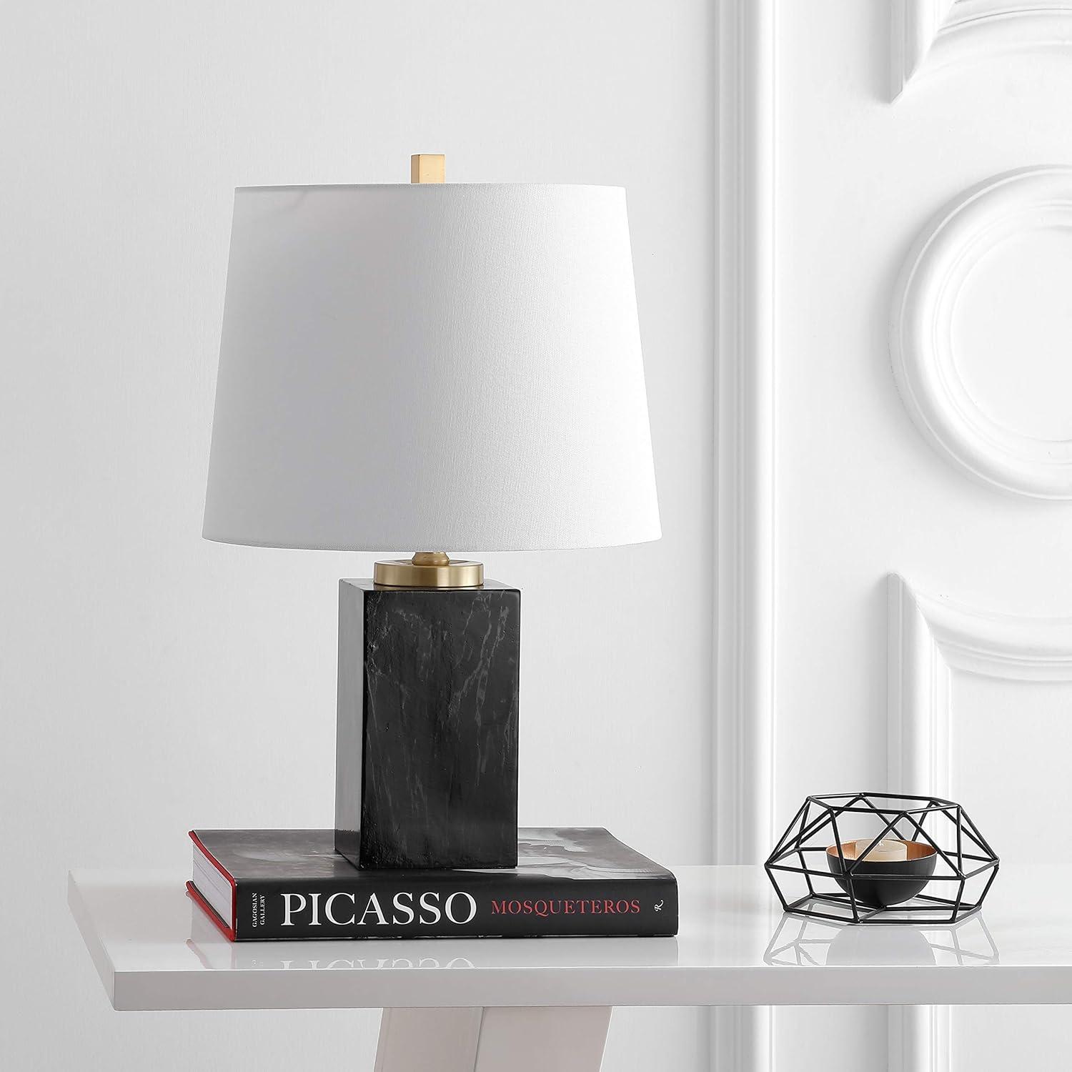 Elegant Black Marble 20.5" Traditional Table Lamp with Brass Accents