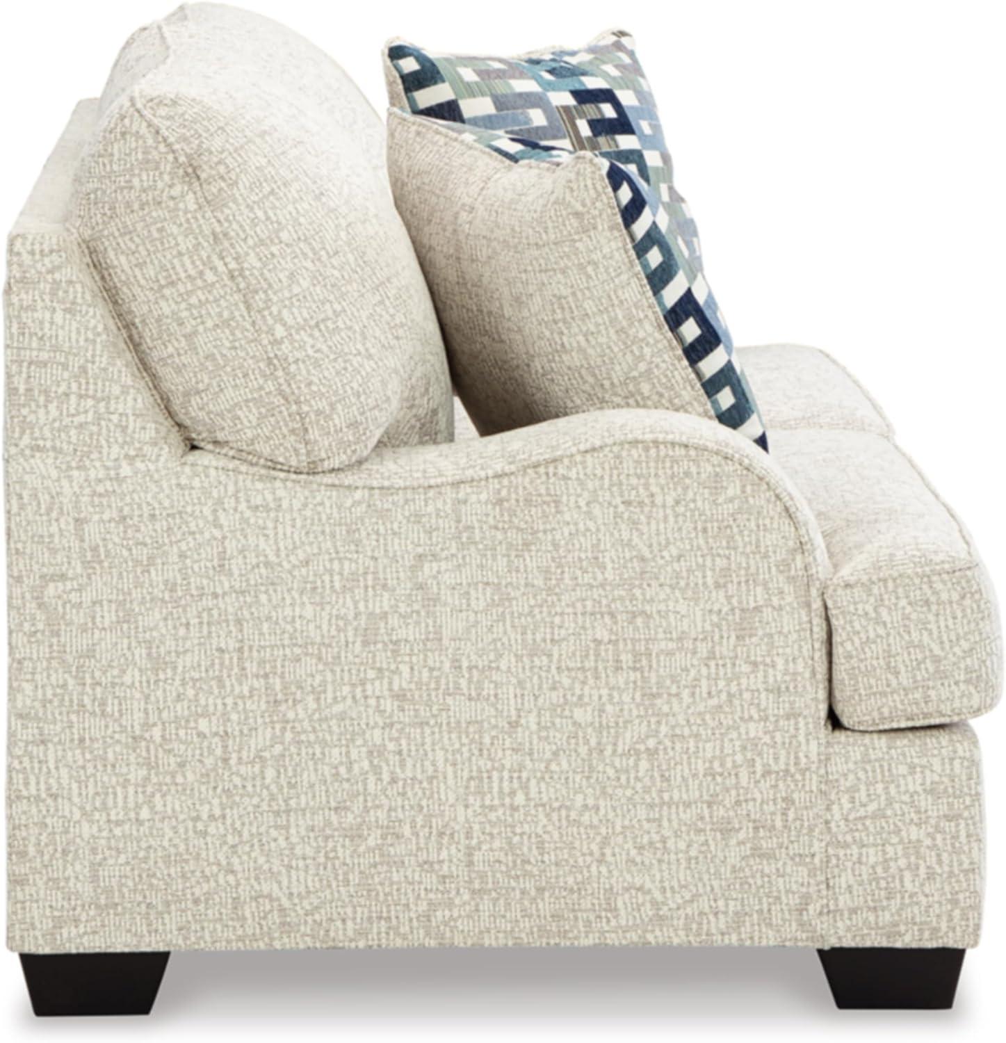 Beige Chenille Upholstered Stationary Loveseat with Track Arms