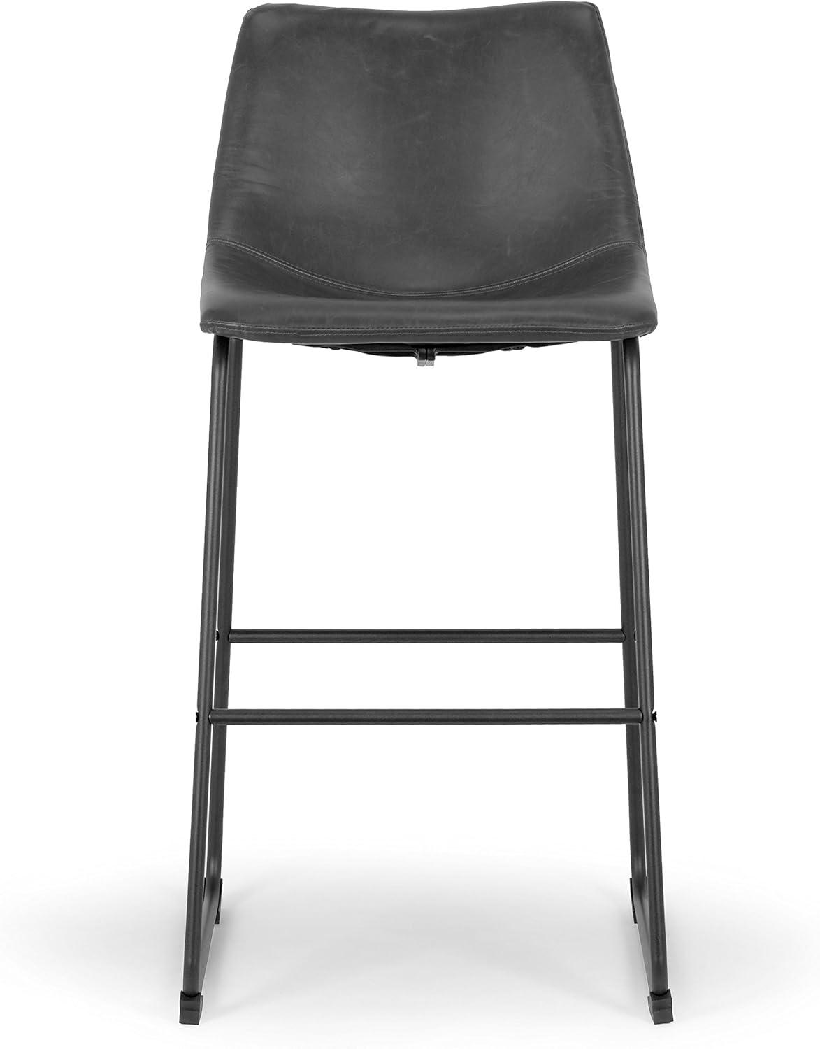 Glamour Home Adan 28.5" Modern Faux Leather Bar Stools in Dark Brown (Set of 2)