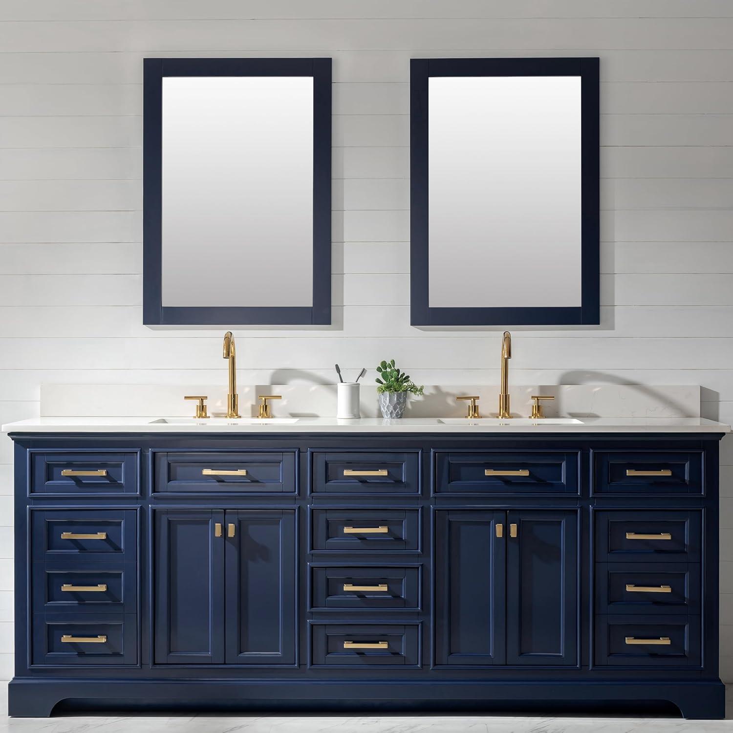 Design Element Milano 84" Double Sink Bathroom Vanity in Blue