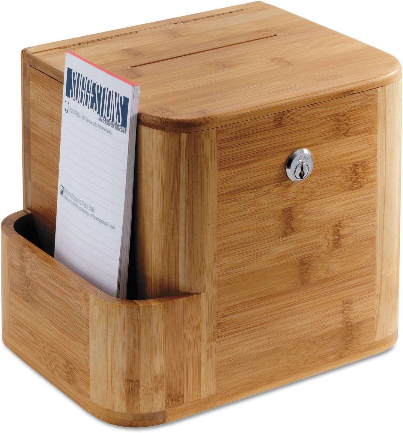 Natural Bamboo Wall-Mountable Suggestion Box with Acrylic Display