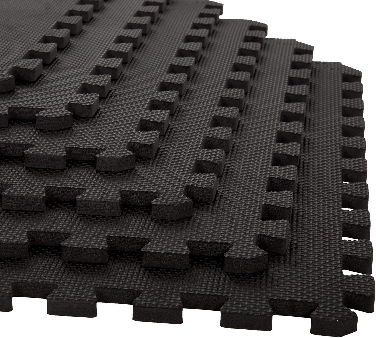 Black Interlocking EVA Foam Gym Floor Tiles, 24" x 24"