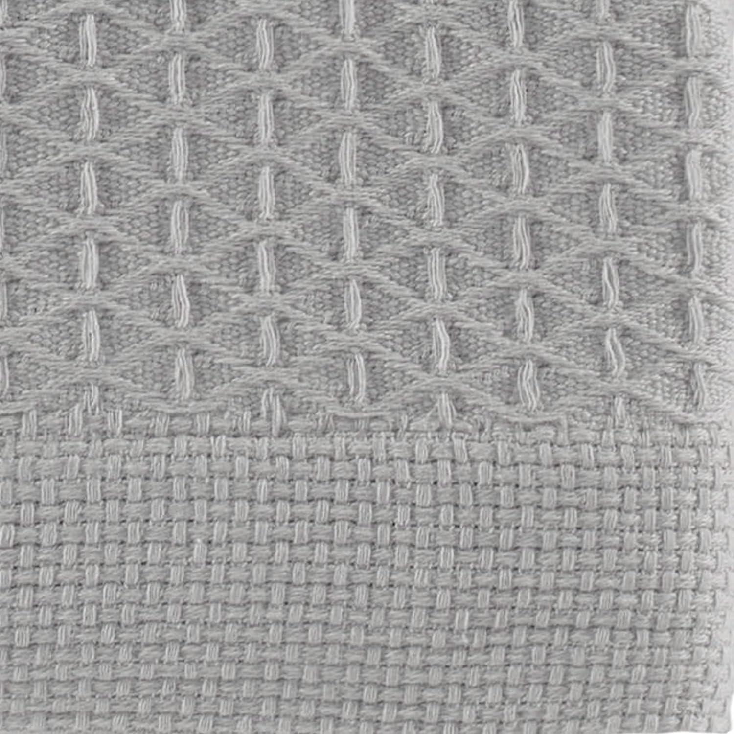 Classic Diamond Weave Cotton Queen Blanket in Gray