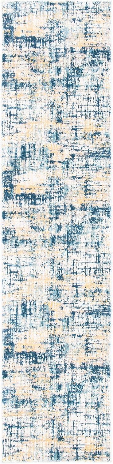 SAFAVIEH Skyler Mandy Distressed Runner Rug, Navy/Gold, 2'2" x 9'