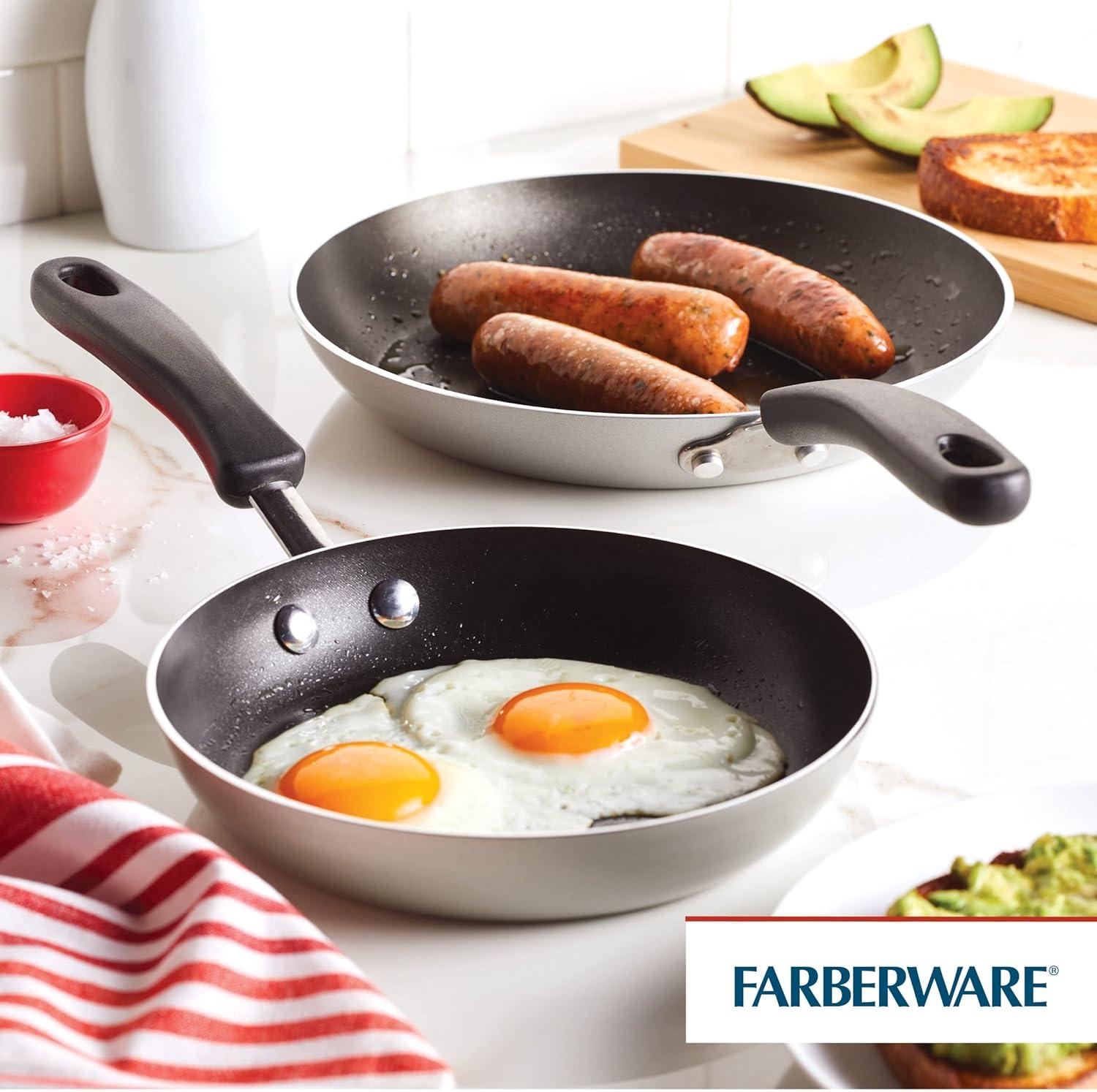 Silver Aluminum Nonstick Frying Pan Set with Ceramic Coating, 2 Piece