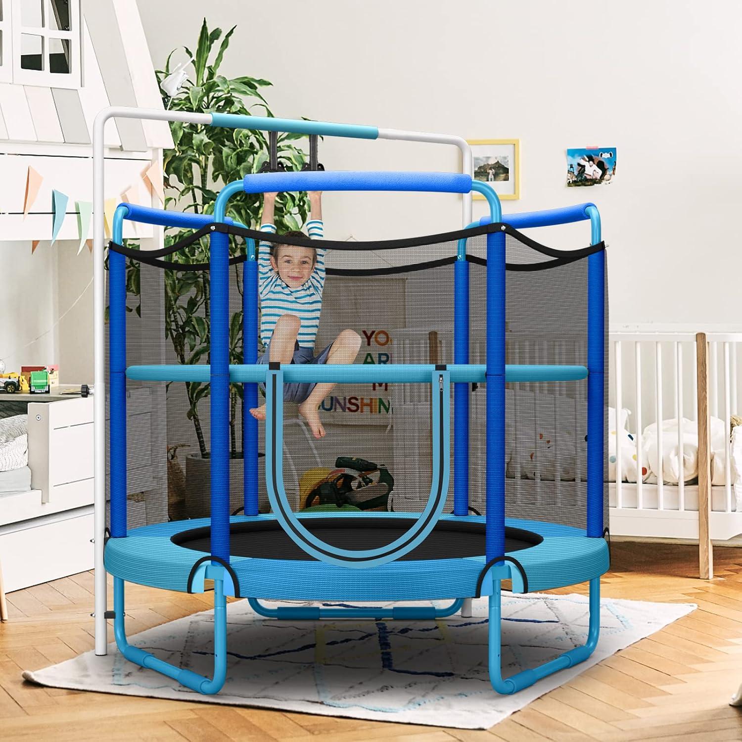Gymax 5FT Kids 3-in-1 Game Seamless Trampoline W/ Enclosure Net Spring Pad In/ Outdoor