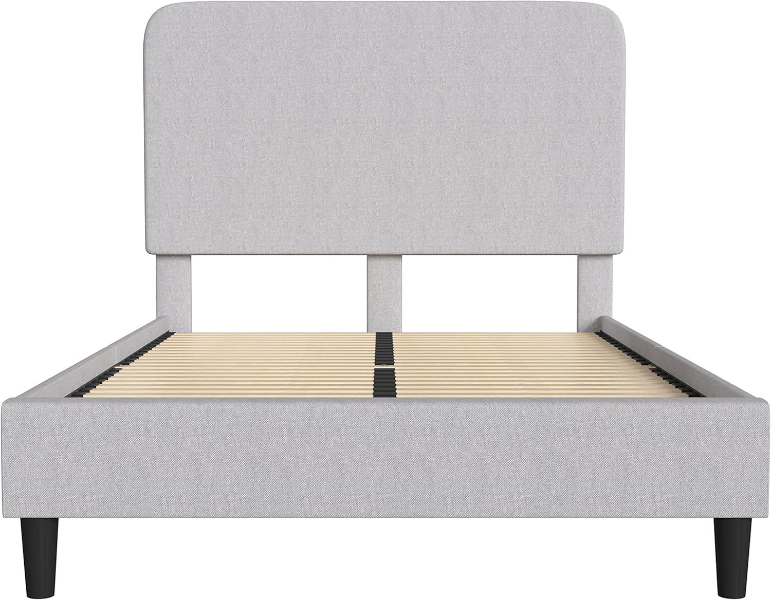 Flash Furniture Addison Collection Modern Fabric Upholstered Platform Bed, Light Grey, Full