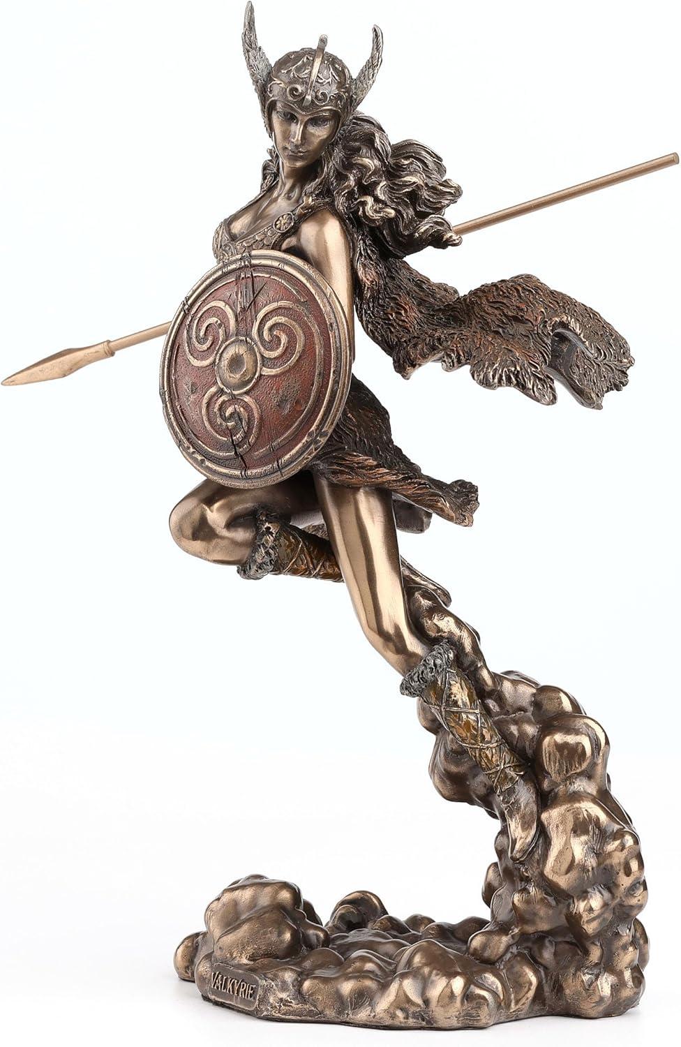 Veronese Design 9 1/4 Inch Greek Goddess Athena Holding Spear and Shield Cold Cast Resin Bronze Finish Statue Home Decor