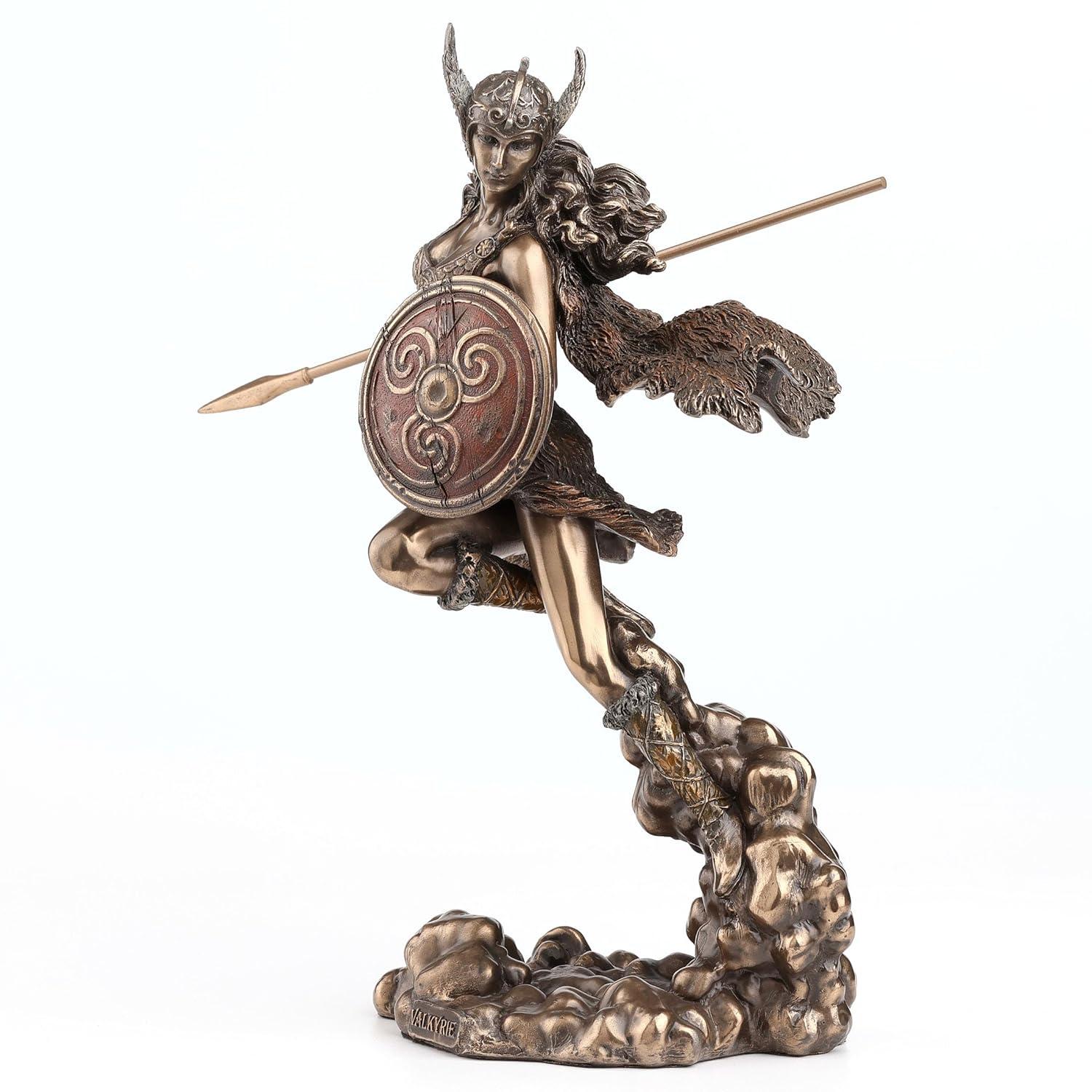 Veronese Design 9 1/4 Inch Greek Goddess Athena Holding Spear and Shield Cold Cast Resin Bronze Finish Statue Home Decor