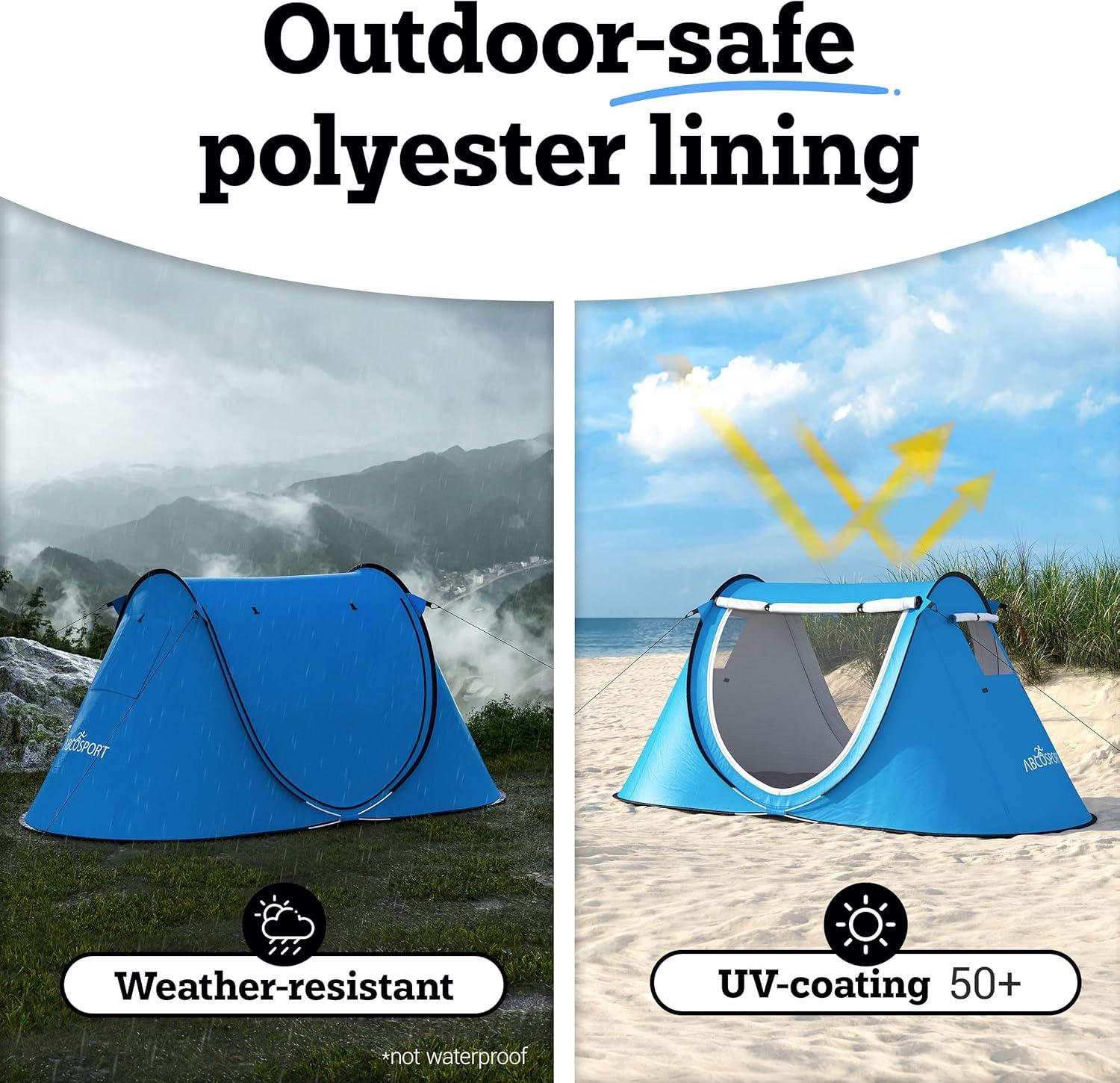 EcoSport 88.6" x 47.2" Pop-up Tent and Automatic Instant Portable Cabana Beach, Camping Tent Pop Up Shade Tent | Beach Tent