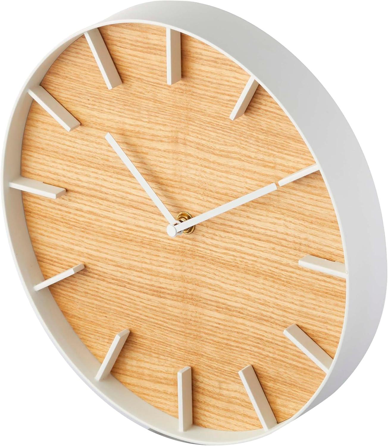 Rin Yamazaki Home Wall Clock, Modern Wood Home Decoration, Steel + Wood, Step Motion Second