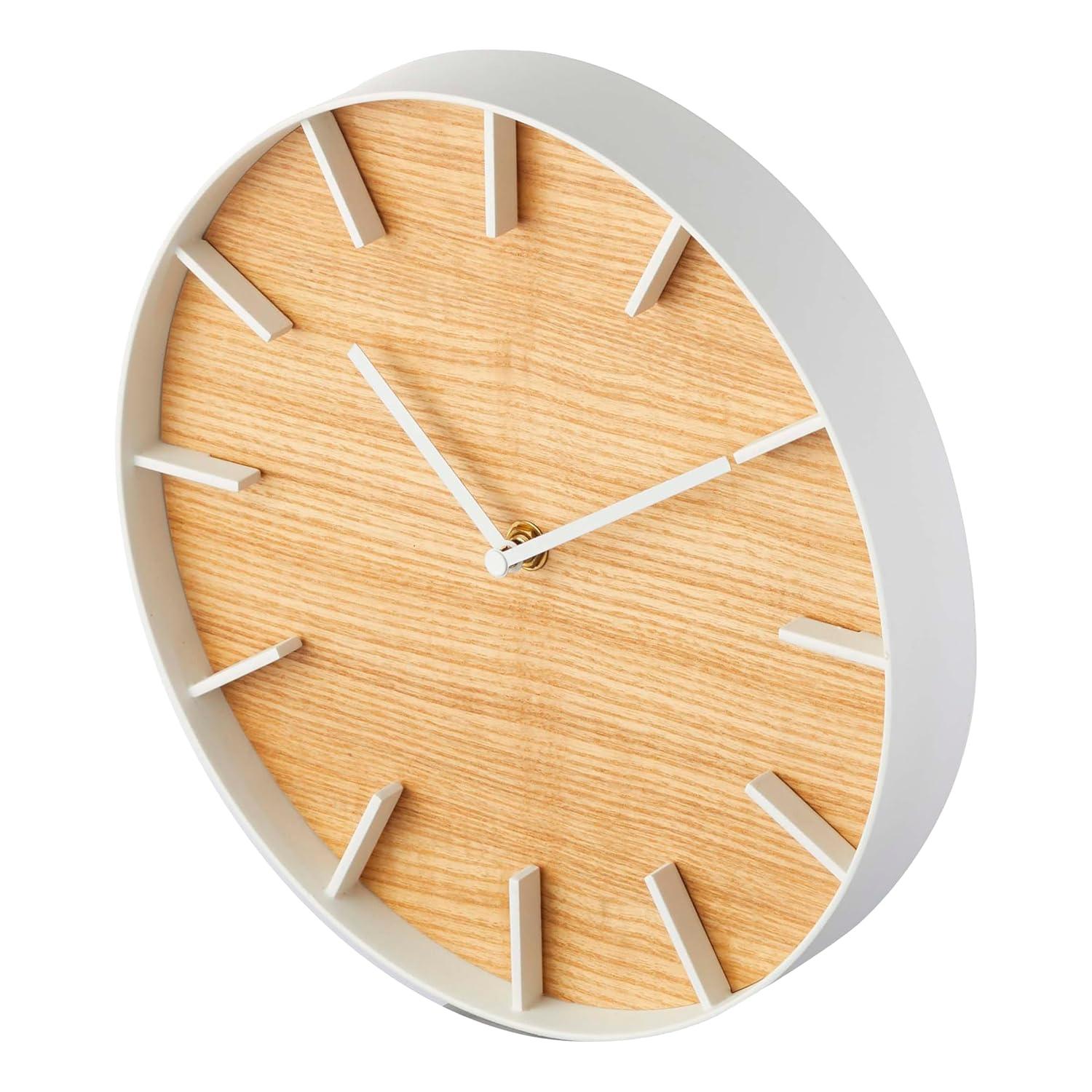 Rin Yamazaki Home Wall Clock, Modern Wood Home Decoration, Steel + Wood, Step Motion Second