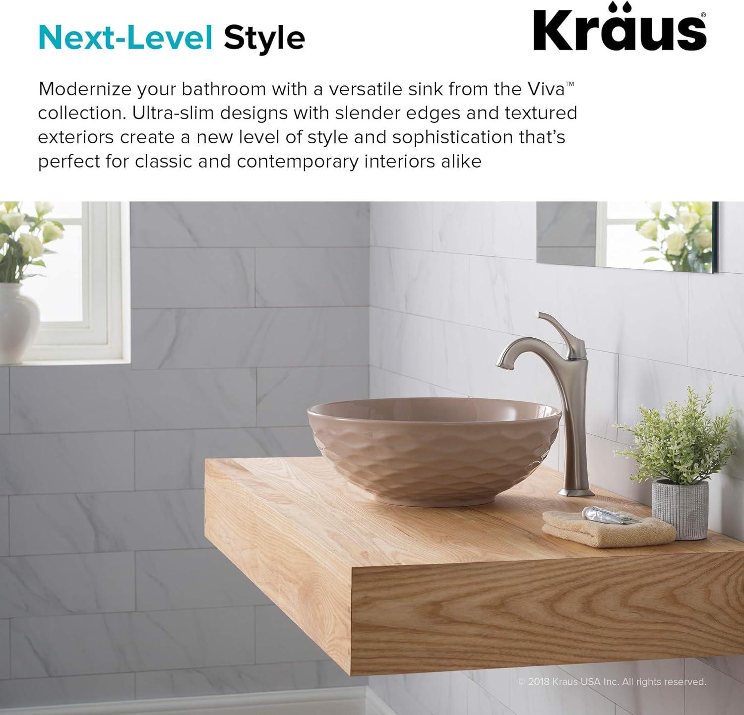 KRAUS Viva™ Thin Ceramics Vessel Bathroom Sink with Pop-Up Drain