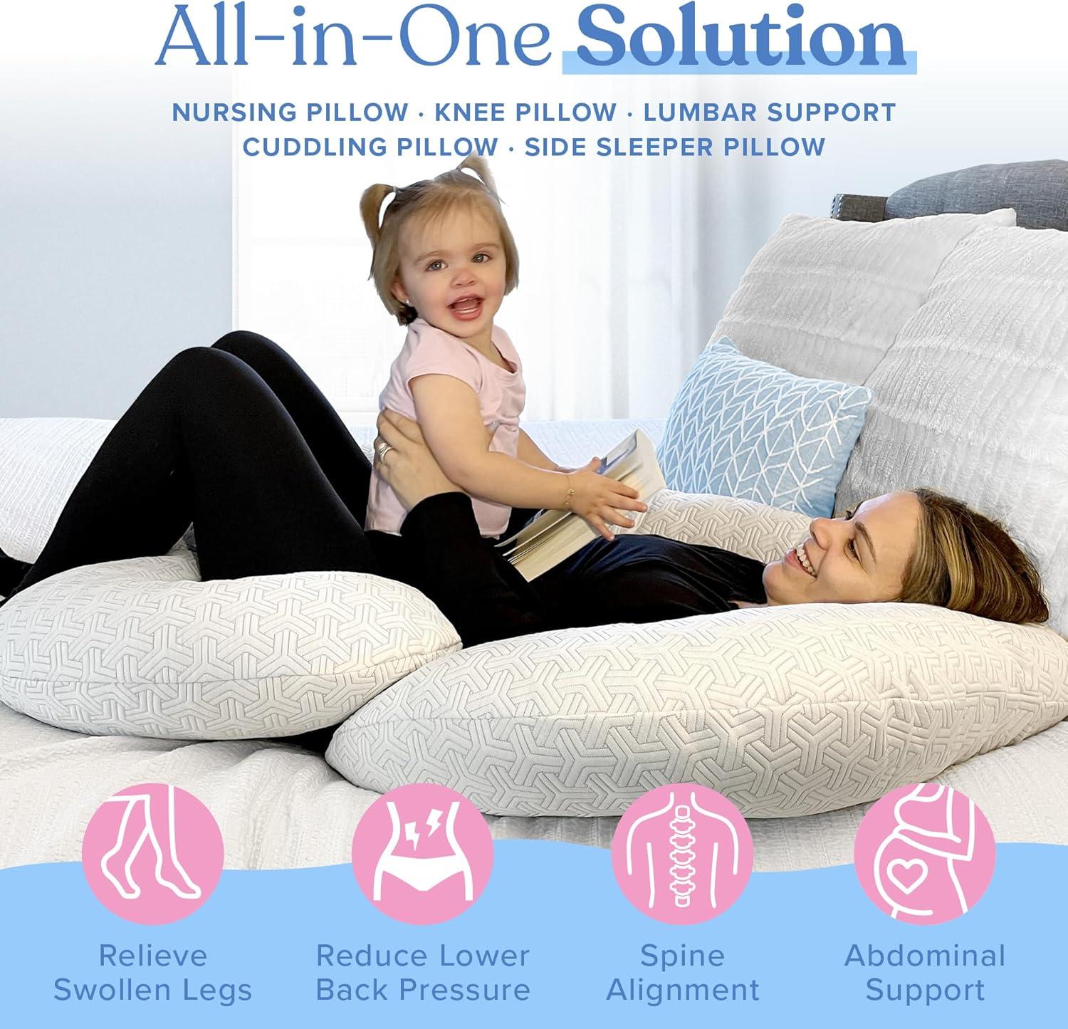 Imaginarium Body Pillow with Cooling Cover: Curved Universal Sleeper, Knitted Polyester & Polyethylene, Medium Fill Density, Machine Washable