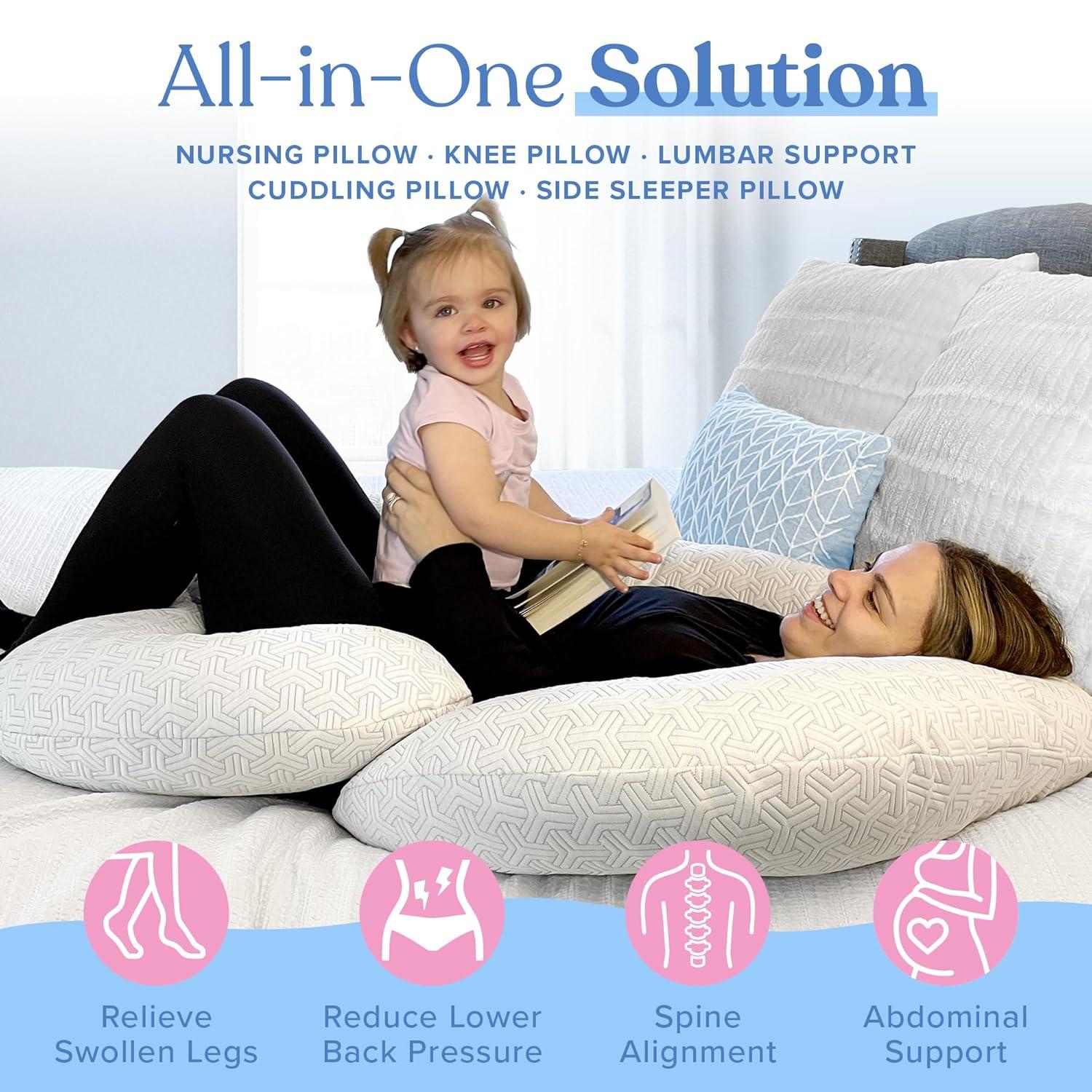 Imaginarium Body Pillow with Cooling Cover: Curved Universal Sleeper, Knitted Polyester & Polyethylene, Medium Fill Density, Machine Washable