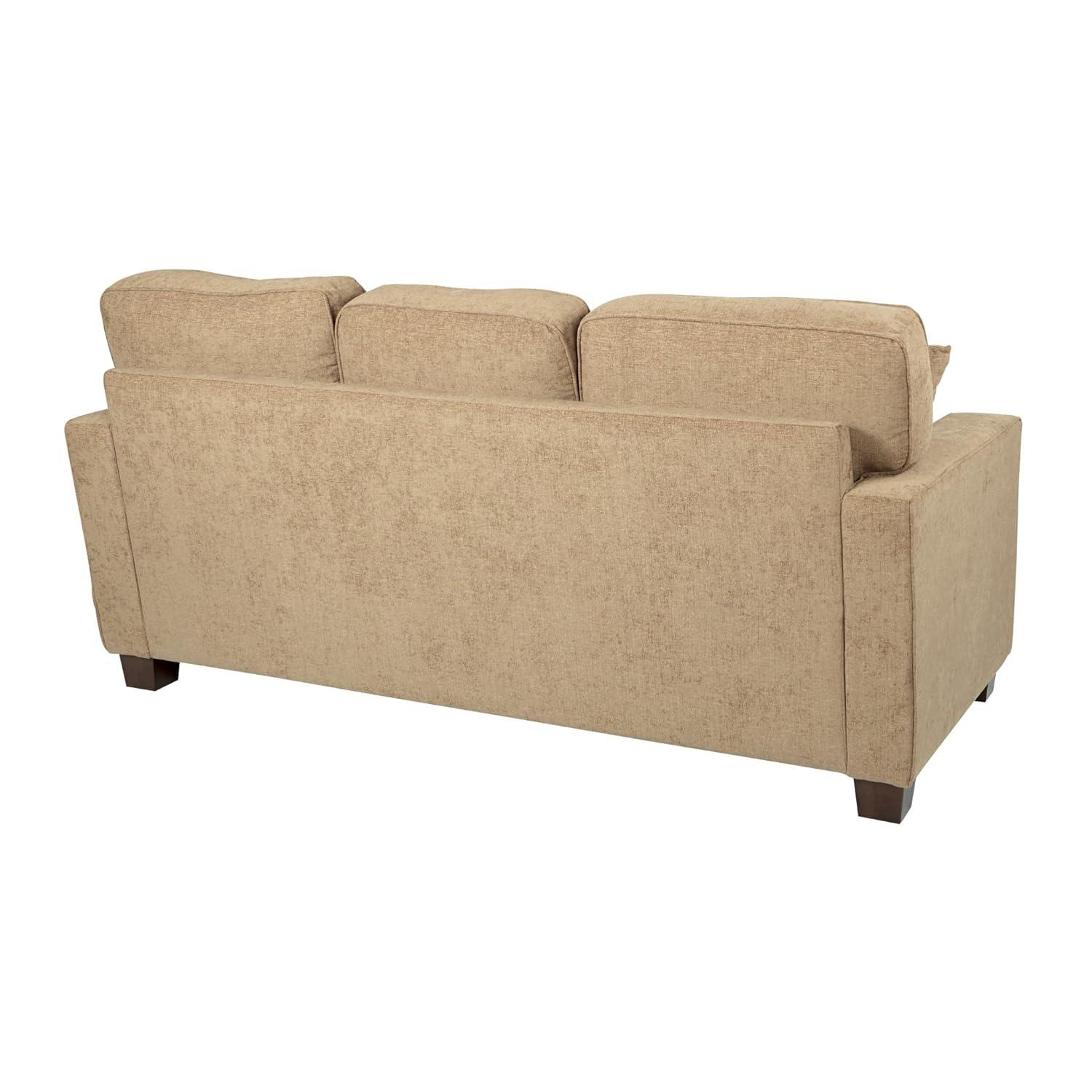 Russell Sectional in Earth Brown fabric with 2 Pillows and Coffee Finished Legs