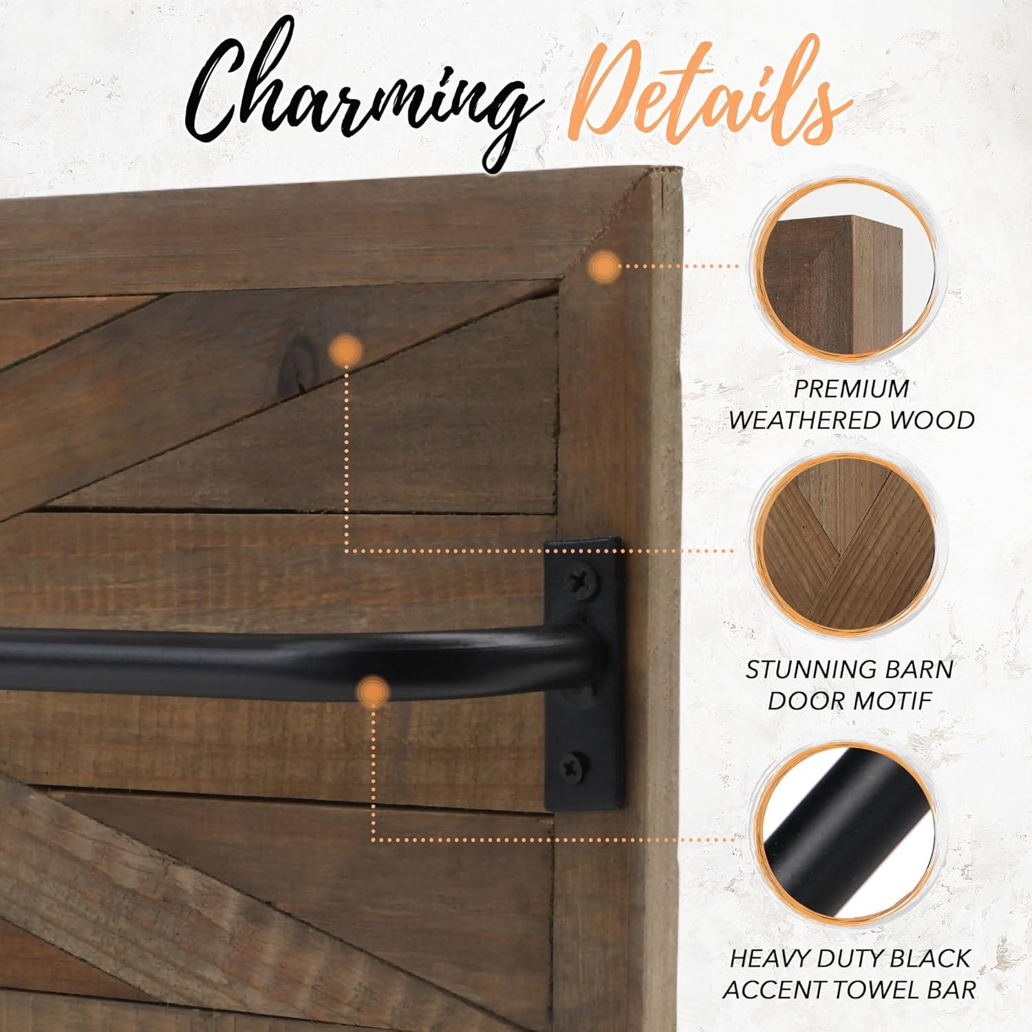 Autumn Alley Autumn Alley Rustic Farmhouse Towel Rack in Barn Wood -  Farmhouse Bathroom Décor TRK001WD