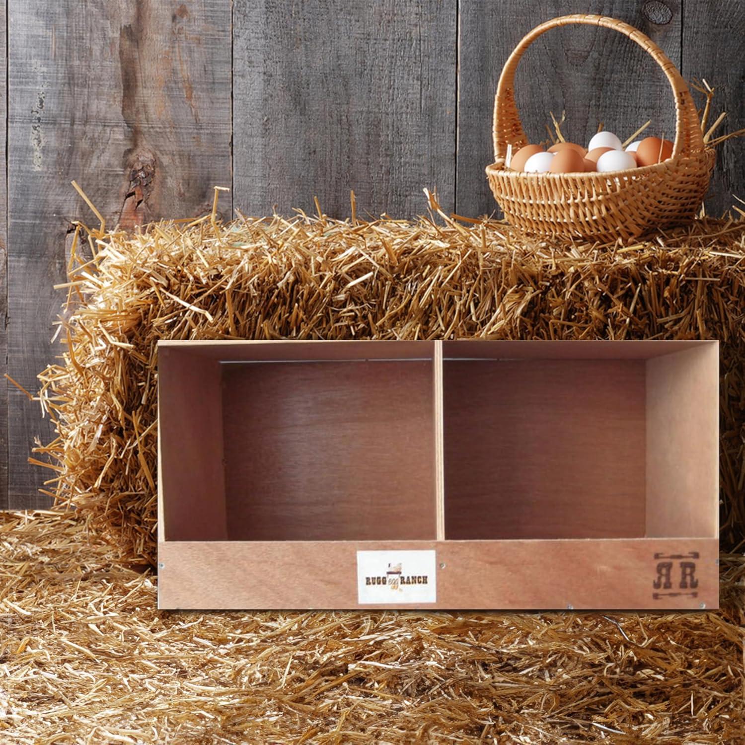 Rugged Range Products Duplex 24 x 12 x 12 Inch Flat Wooden Dual Compartment Chicken Coop Interior Poultry Bird Egg Animal Nesting Box for 2 to 4 Hens
