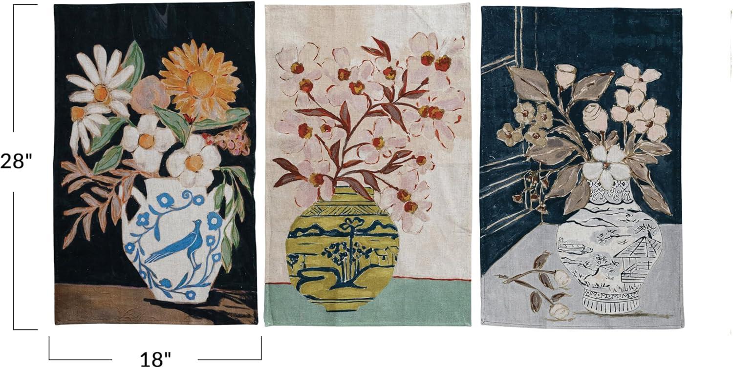 Creative Co-Op Floral Elegance Tea Towel Collection, Multicolor, Set of 3